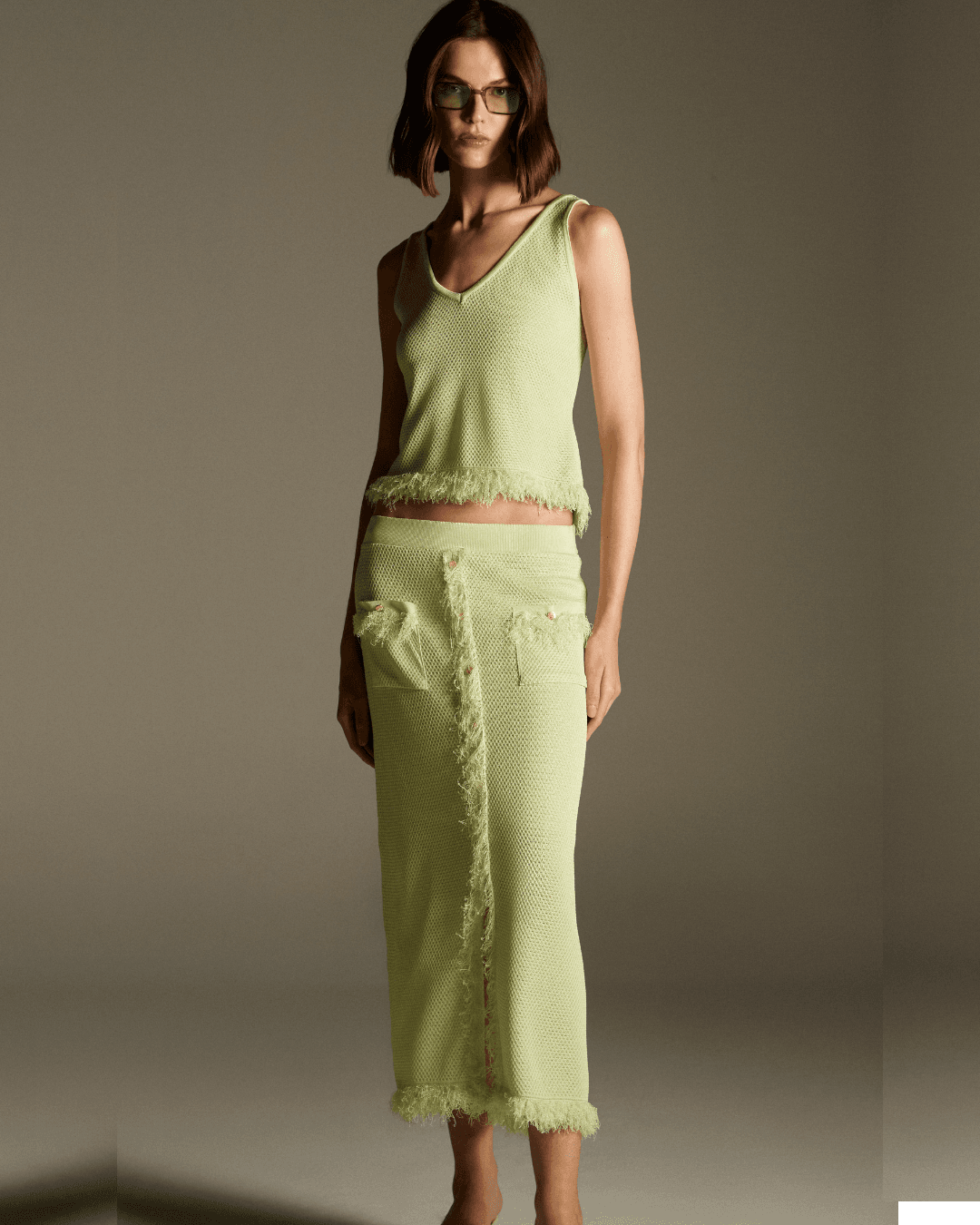 Saia Midi Orquídea Verde - Maria Pavan