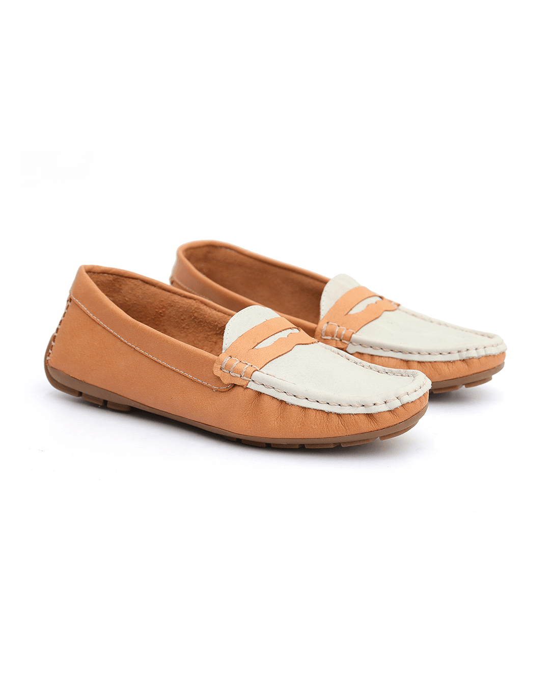 Mocassim Feminino Em Couro Bicolor Terracota - Malta Shoes