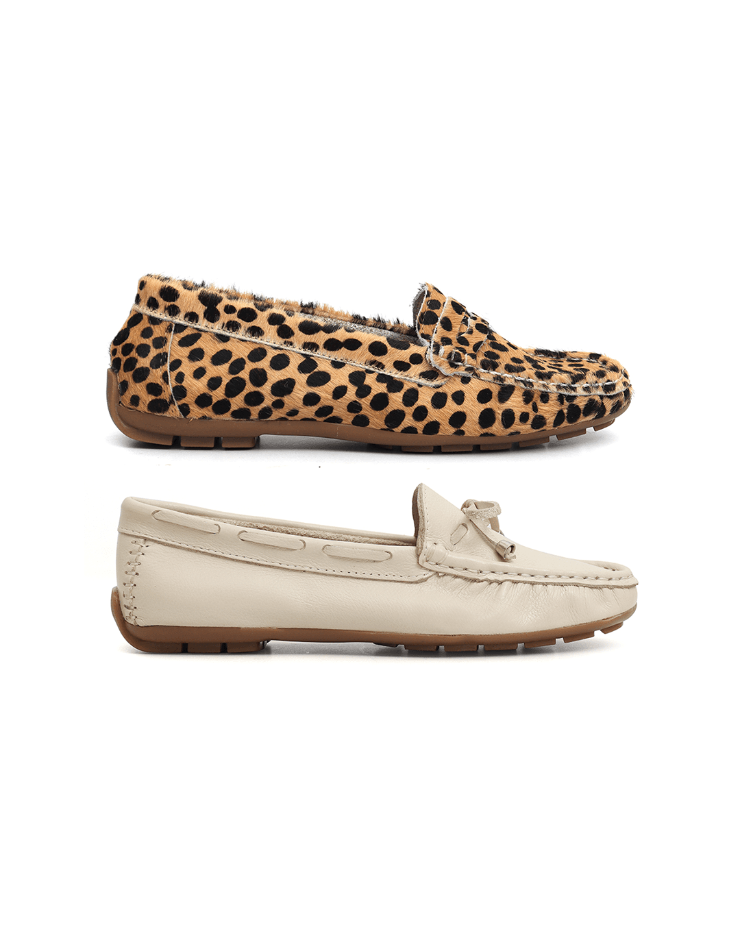 Kit 2 Mocassins Casual Feminino Em Couro Crem... - Malta Shoes