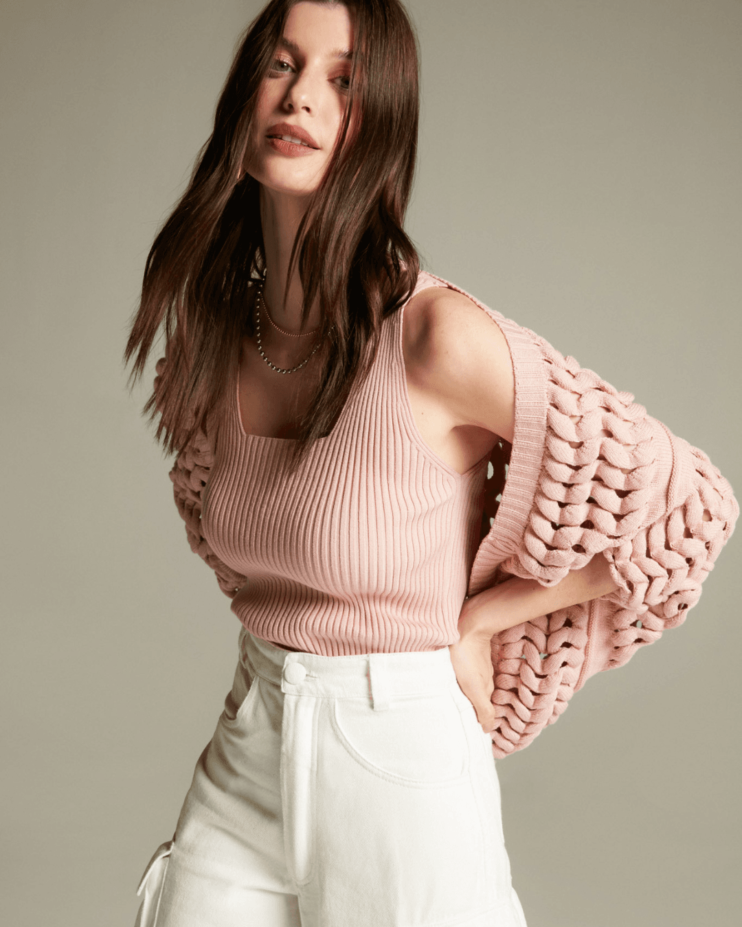 Blusa Basic Soul Decote Quadrado Rosa - Maria Pavan