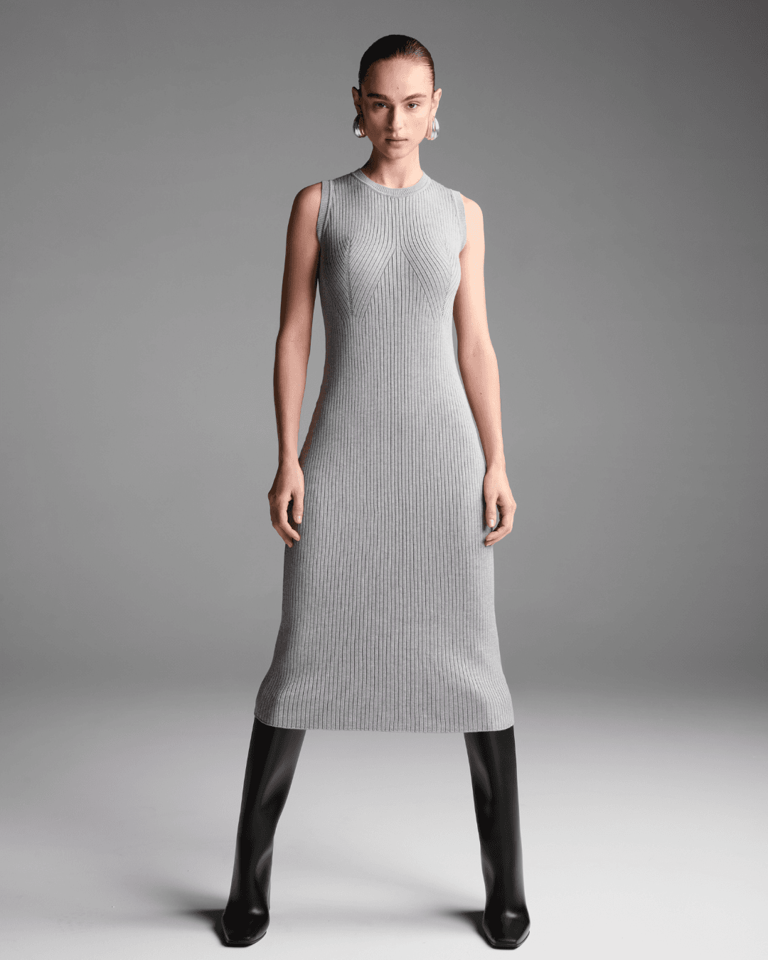 Vestido Regata Canelado Cinza - Maria Pavan