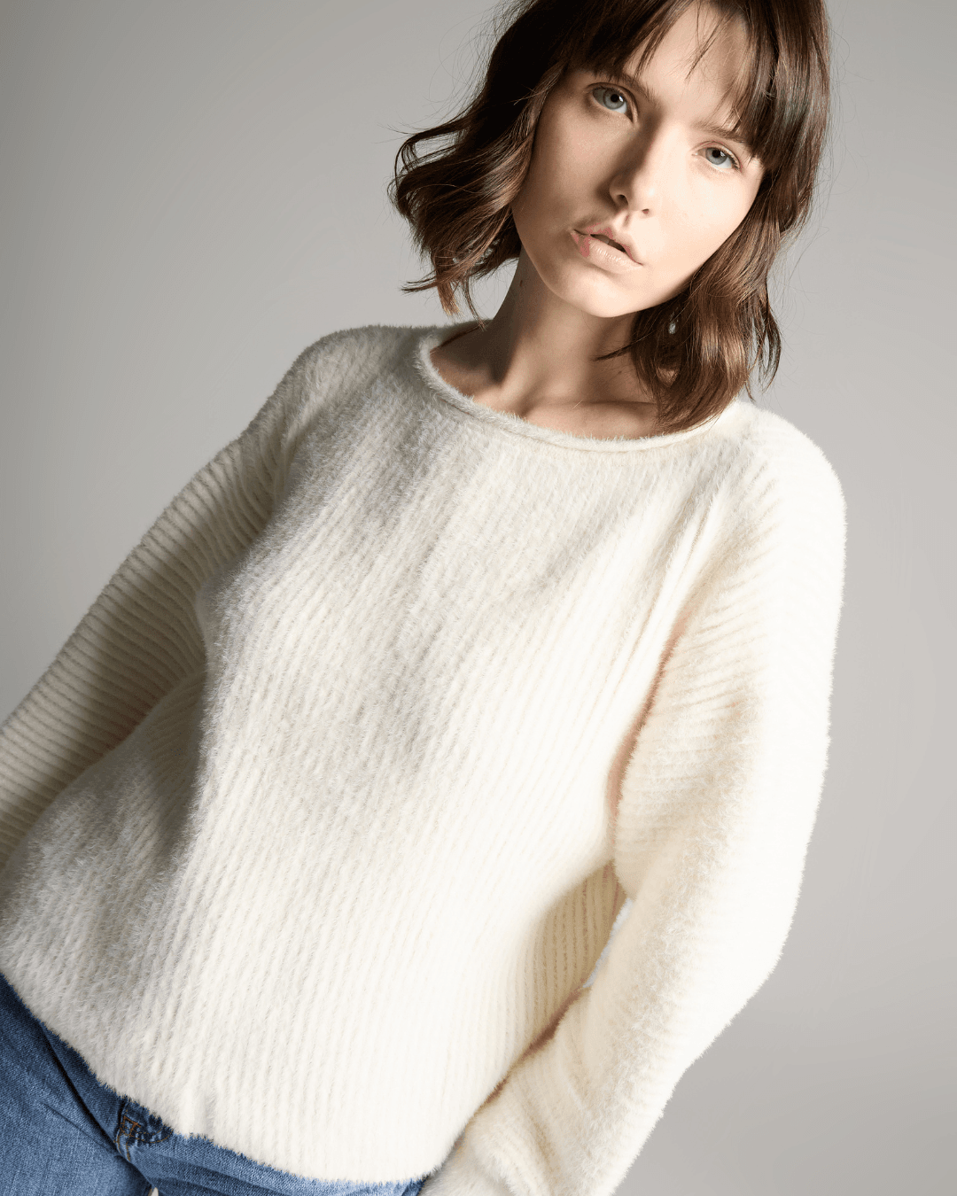 Pull Canelado Ines Off White - Maria Pavan