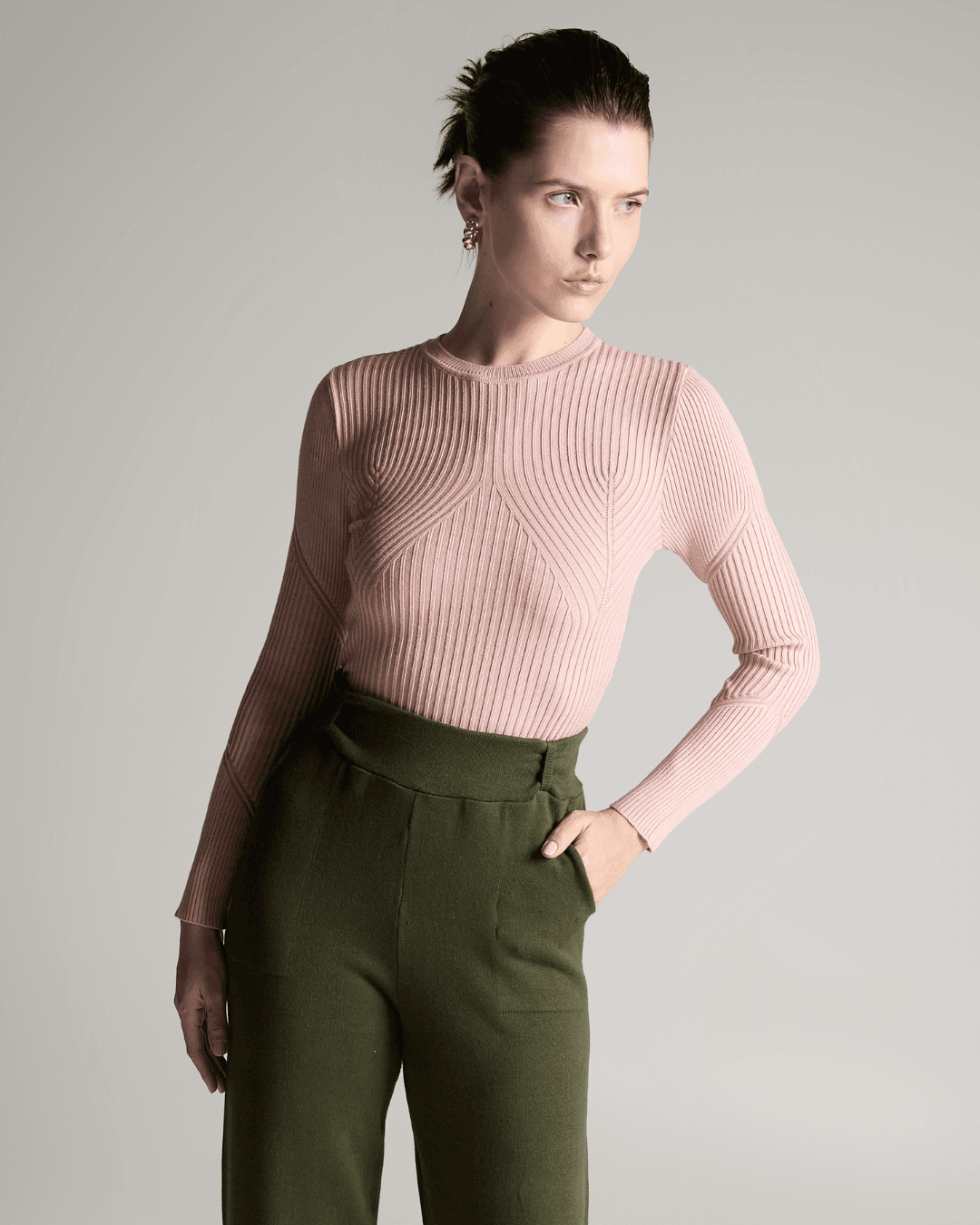 Blusa Basic Soul Nervuras Rosa Claro - Maria Pavan
