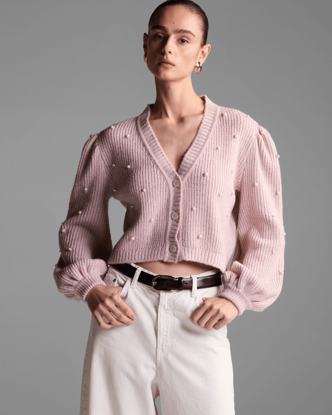 Cardigan Bordado Pérola Duda Rosa - Maria Pavan