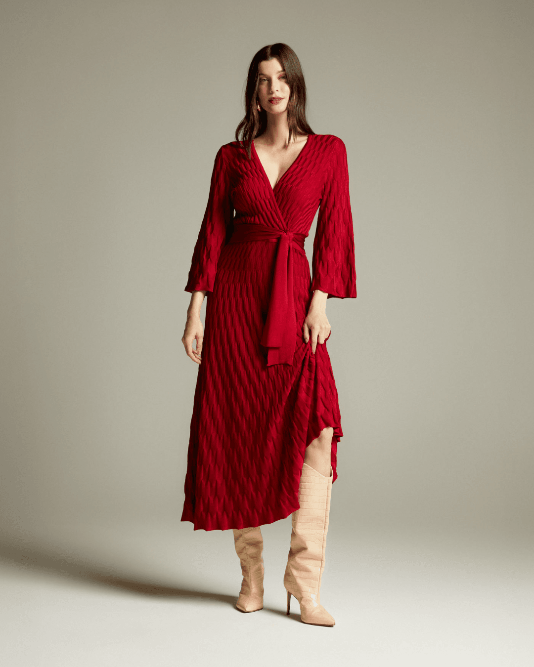 Vestido Piaggi Vermelho- - Maria Pavan