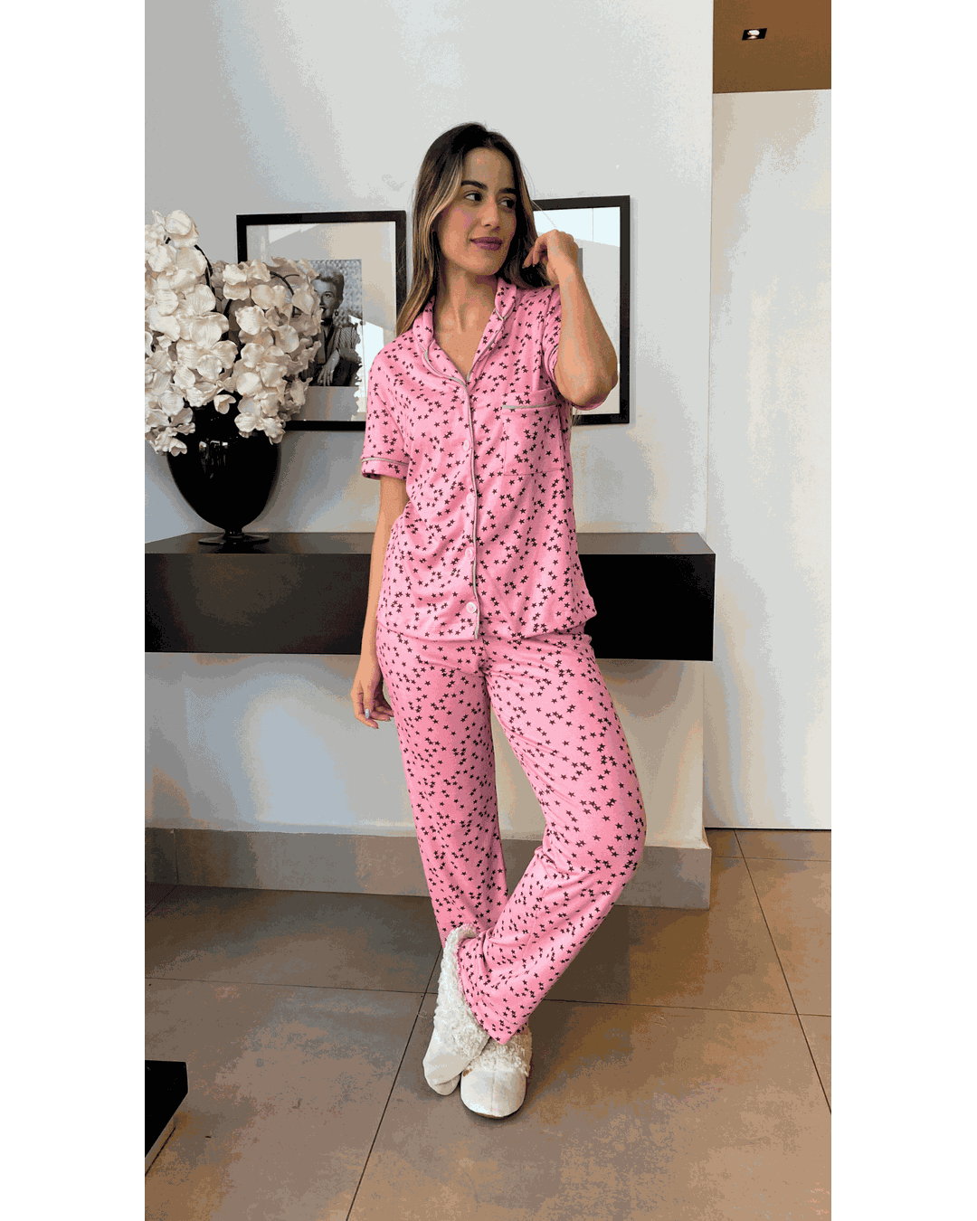 Pijama Americano Botões Luisa - Mimo de Renda