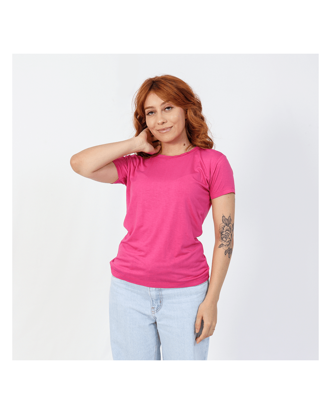 Camiseta Baby Look Viscolycra Feminina Rosa - Techmalhas