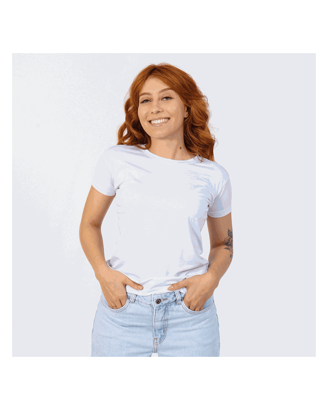 Camiseta Baby Look Viscolycra Feminina Branca - Techmalhas