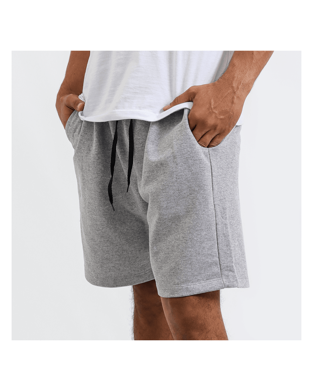 Bermuda Moletom Masculina Básica Lisa - Cinza - Techmalhas