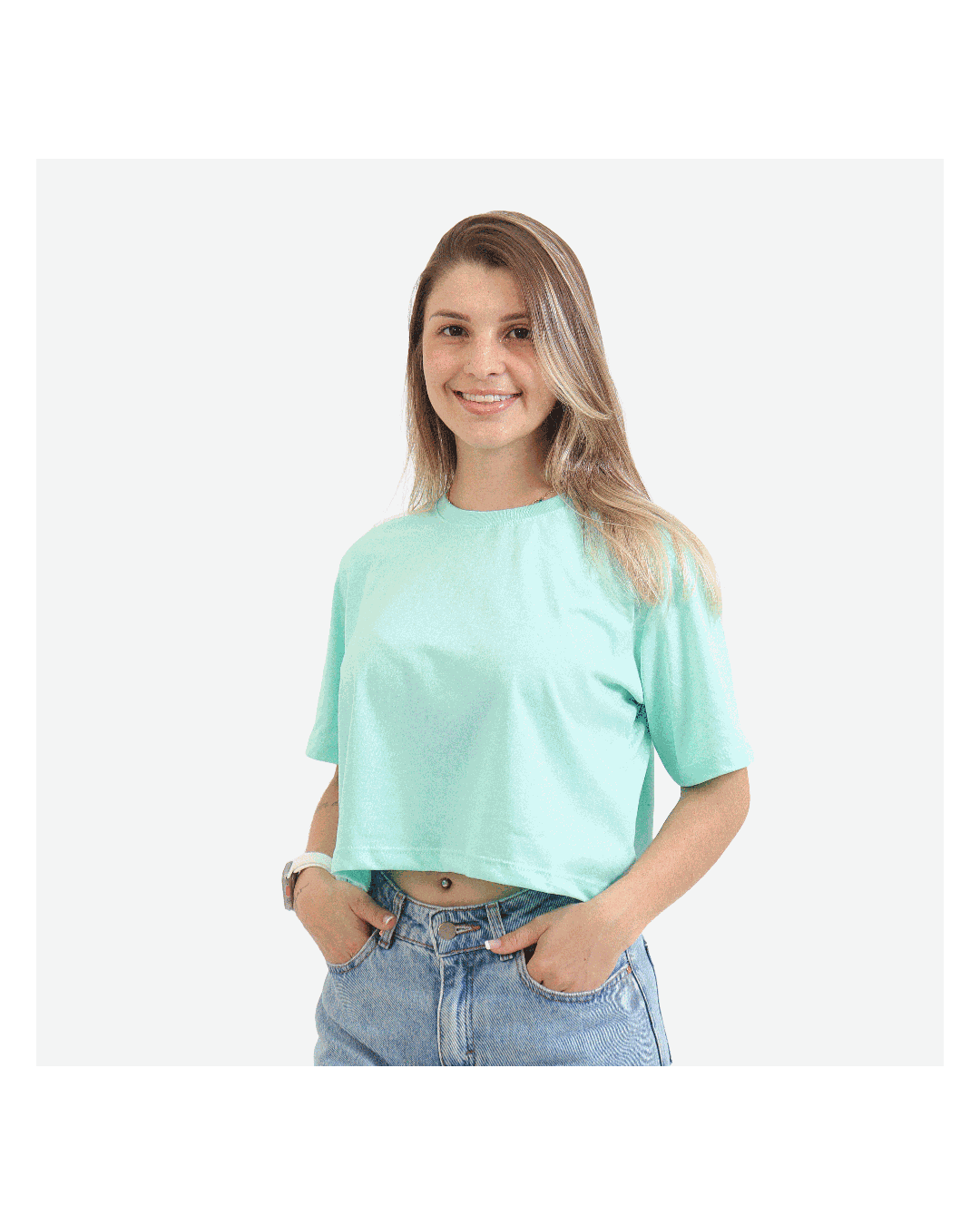Cropped Feminino Verde Água - Techmalhas
