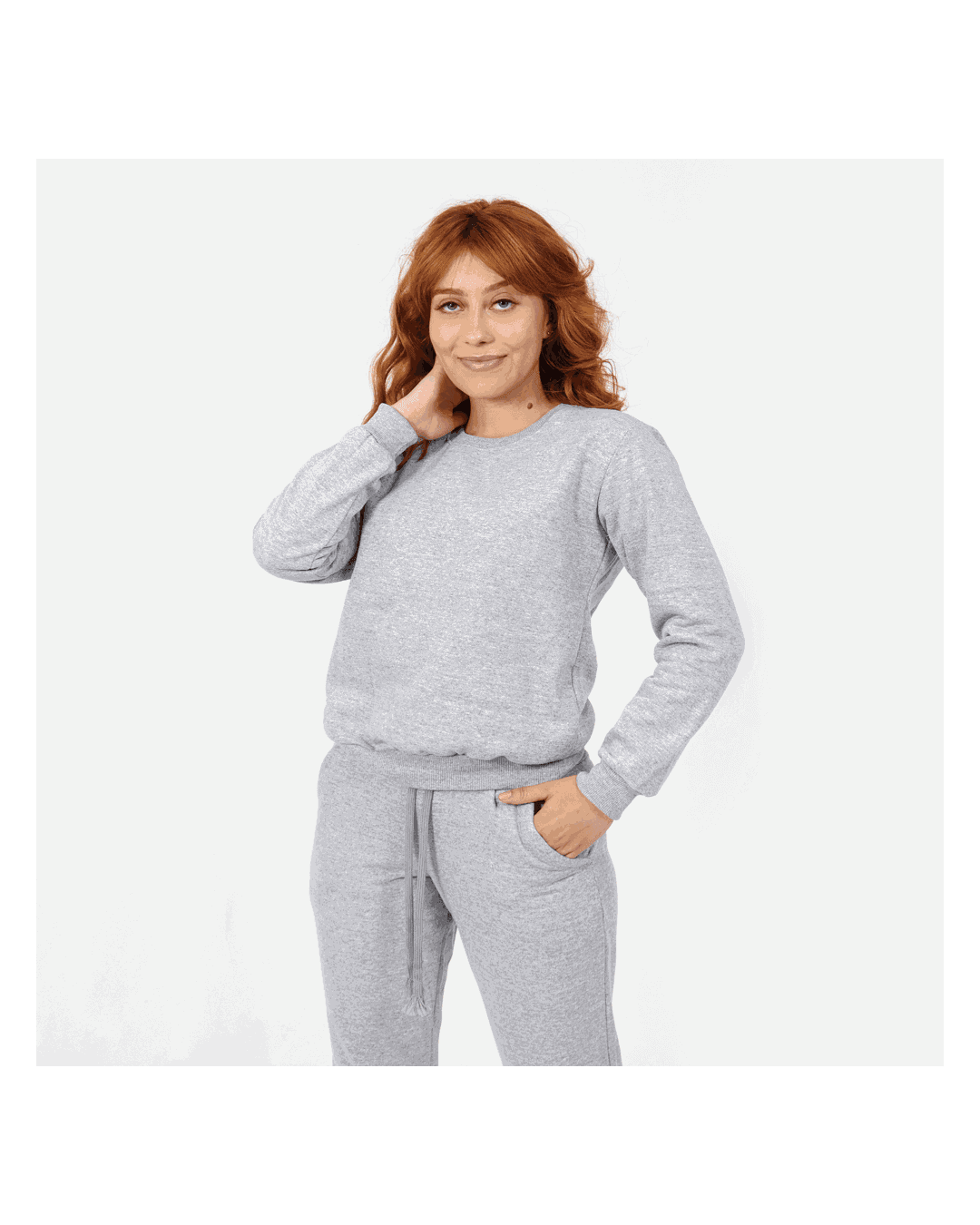 Moletom Feminino Gola Careca Cinza - Techmalhas