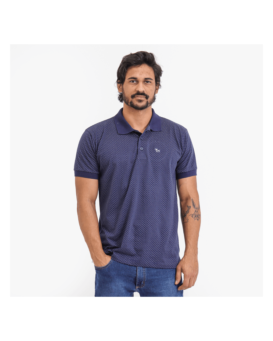Camisa Polo Masculina Azul Marinho - Techmalhas