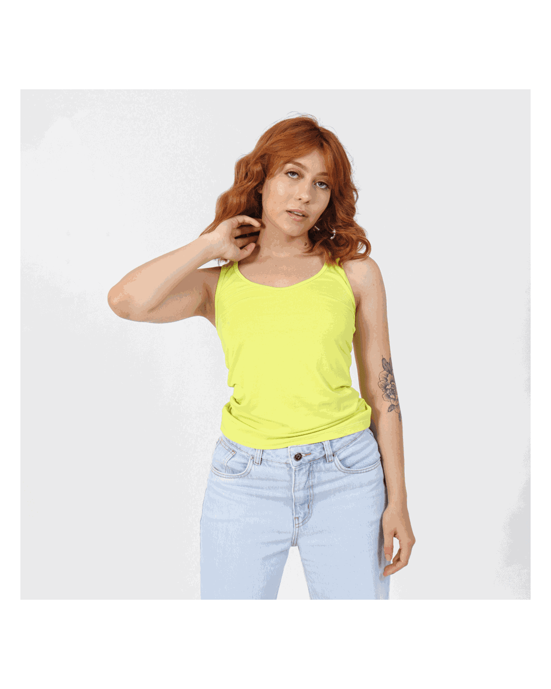 Camiseta Regata Feminina Viscolycra Amarela - Techmalhas