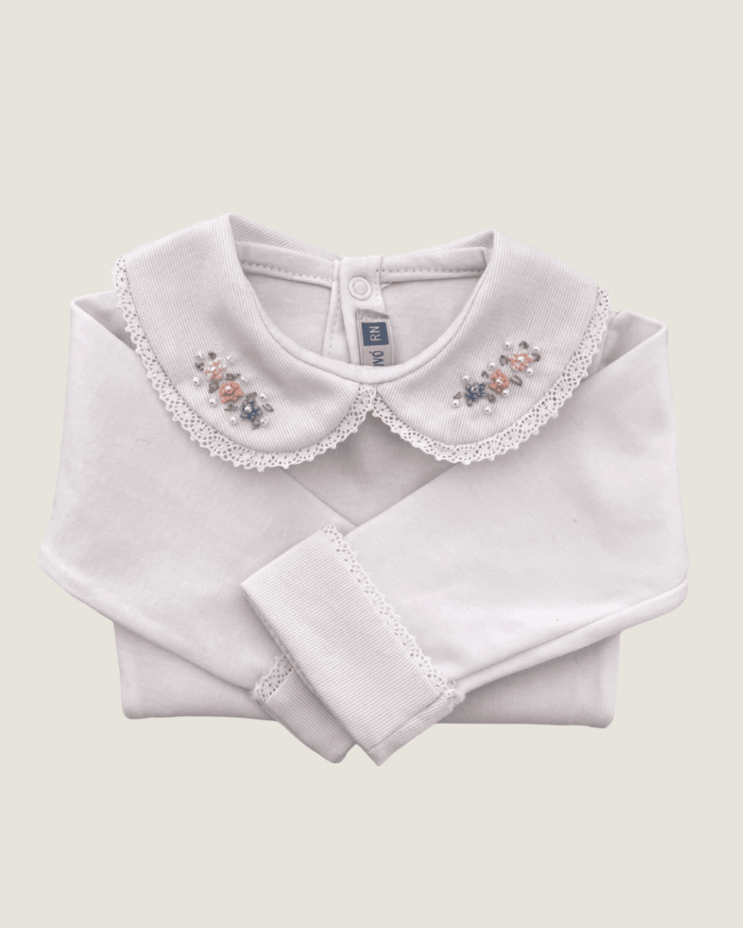 Body Paris com Bordados Rosa, Azul Bebê e Amarelo