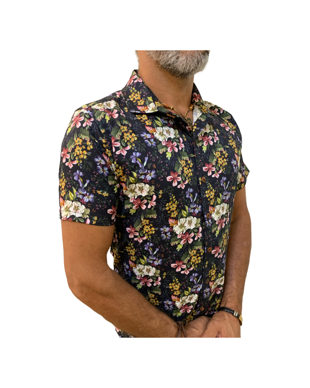 Camisa Masculina Floral Manga Curta