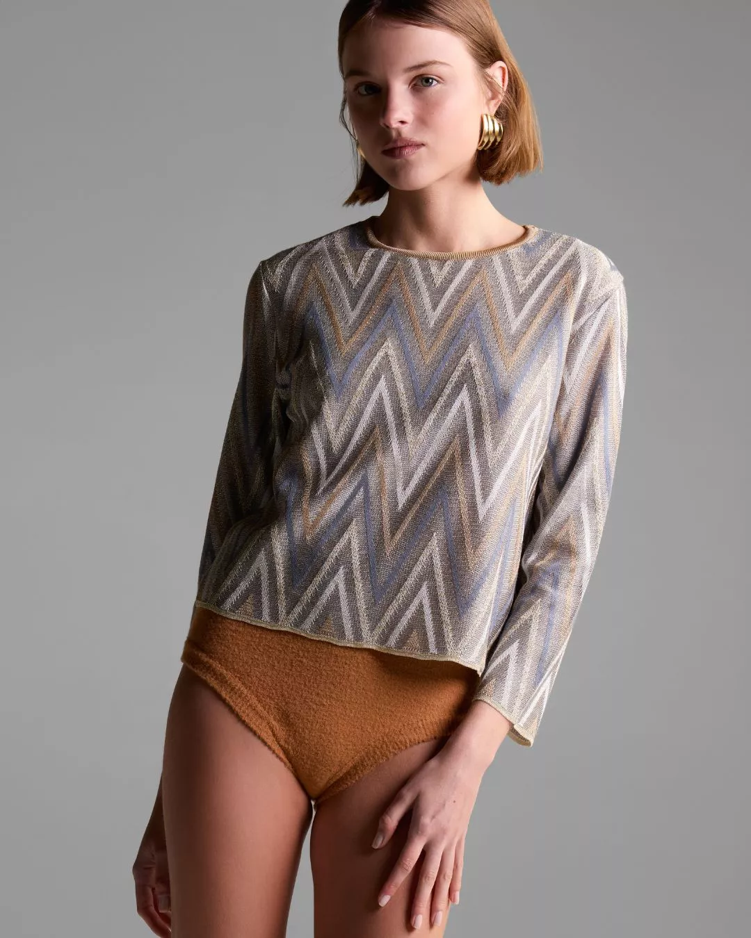 Blusa Chevron Manga 3/4 Tessere - Maria Pavan