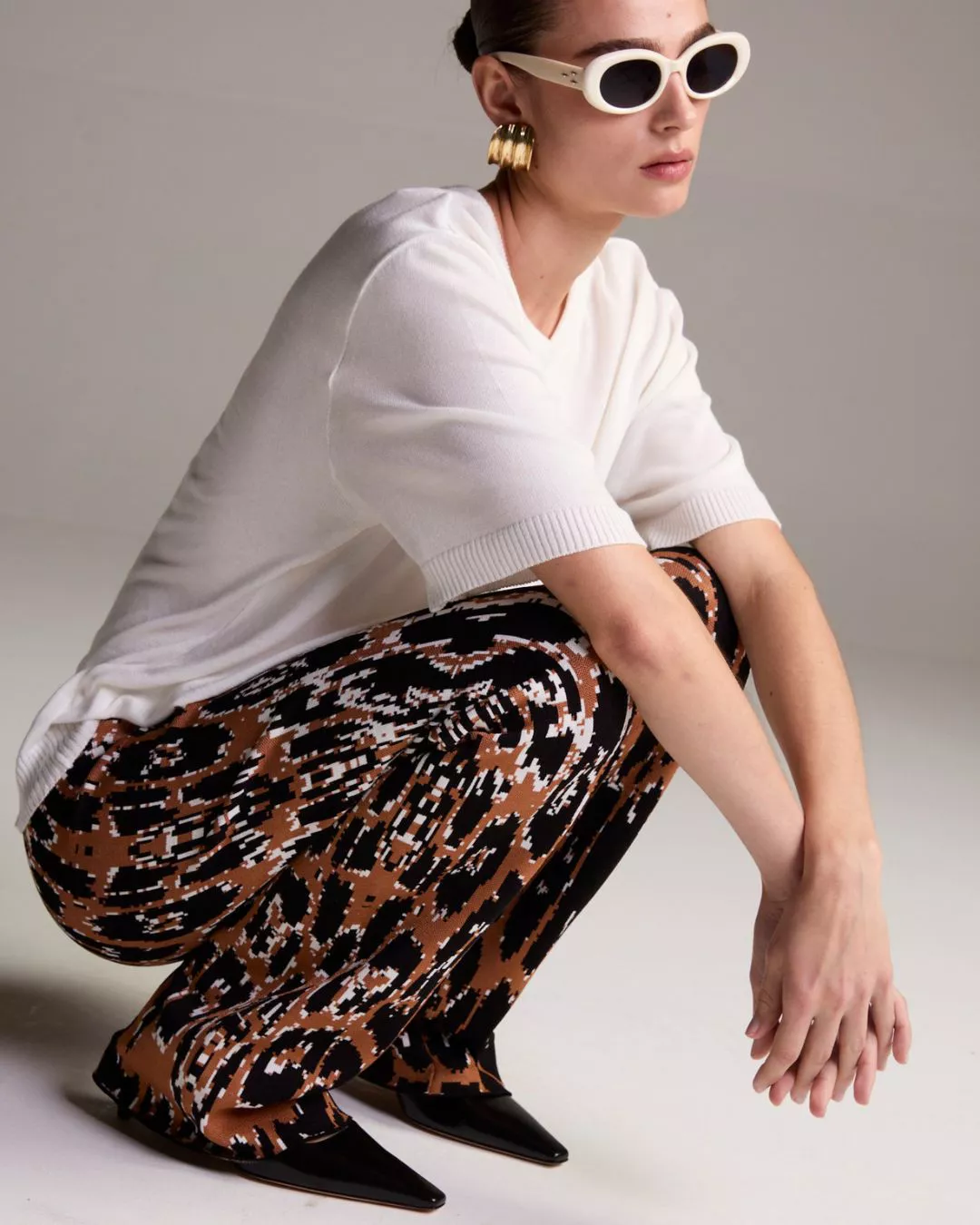 Calça Panter Animal Print Jacquard - Maria Pavan