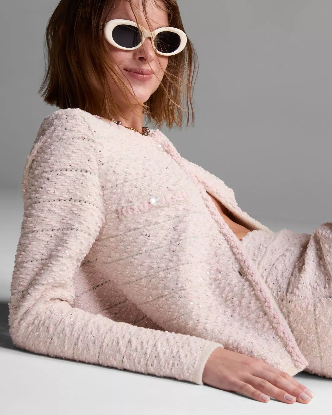 Cardigan Mulbery Rosa Claro - Maria Pavan