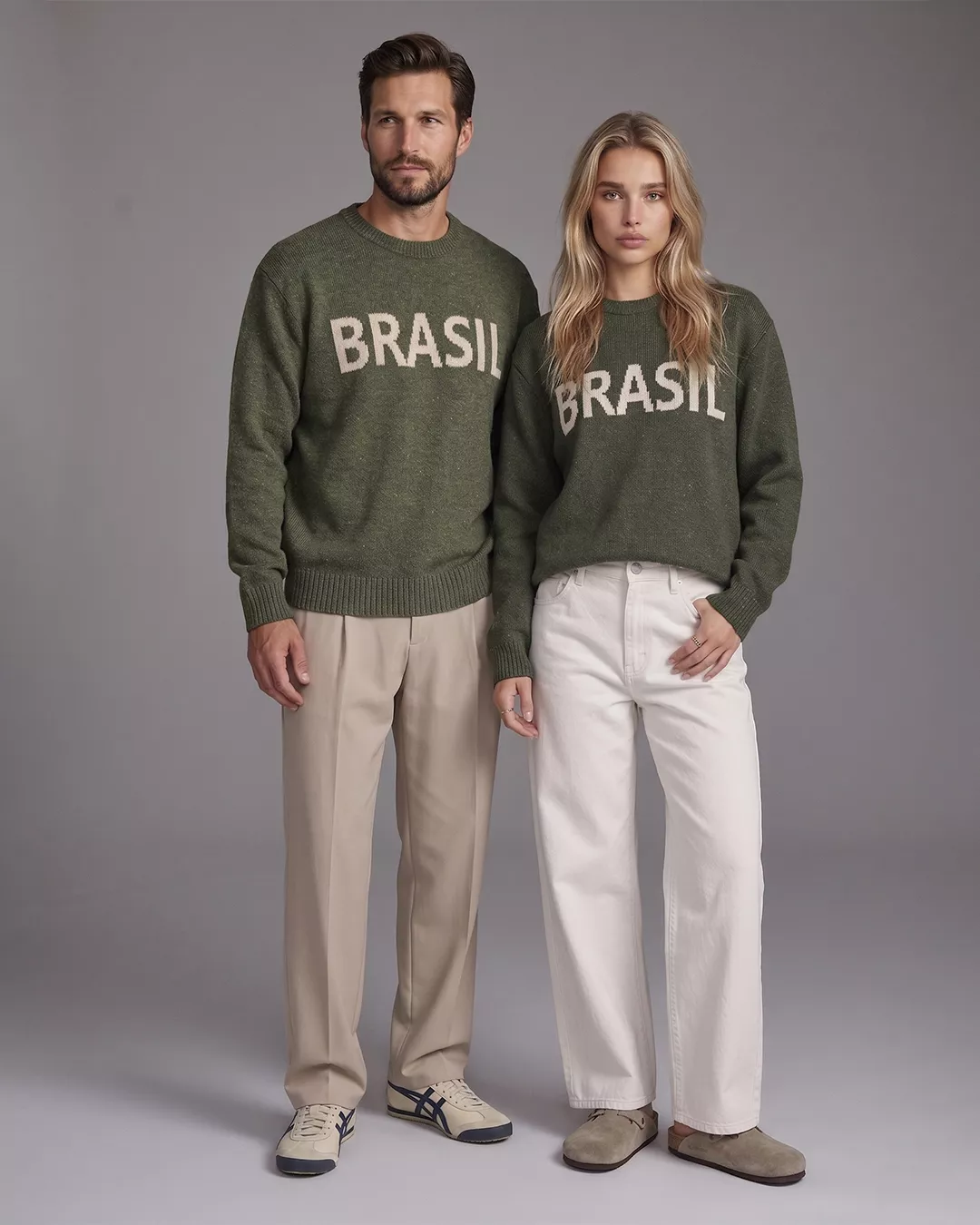 Pull Brasil Verde & Off White - Maria Pavan