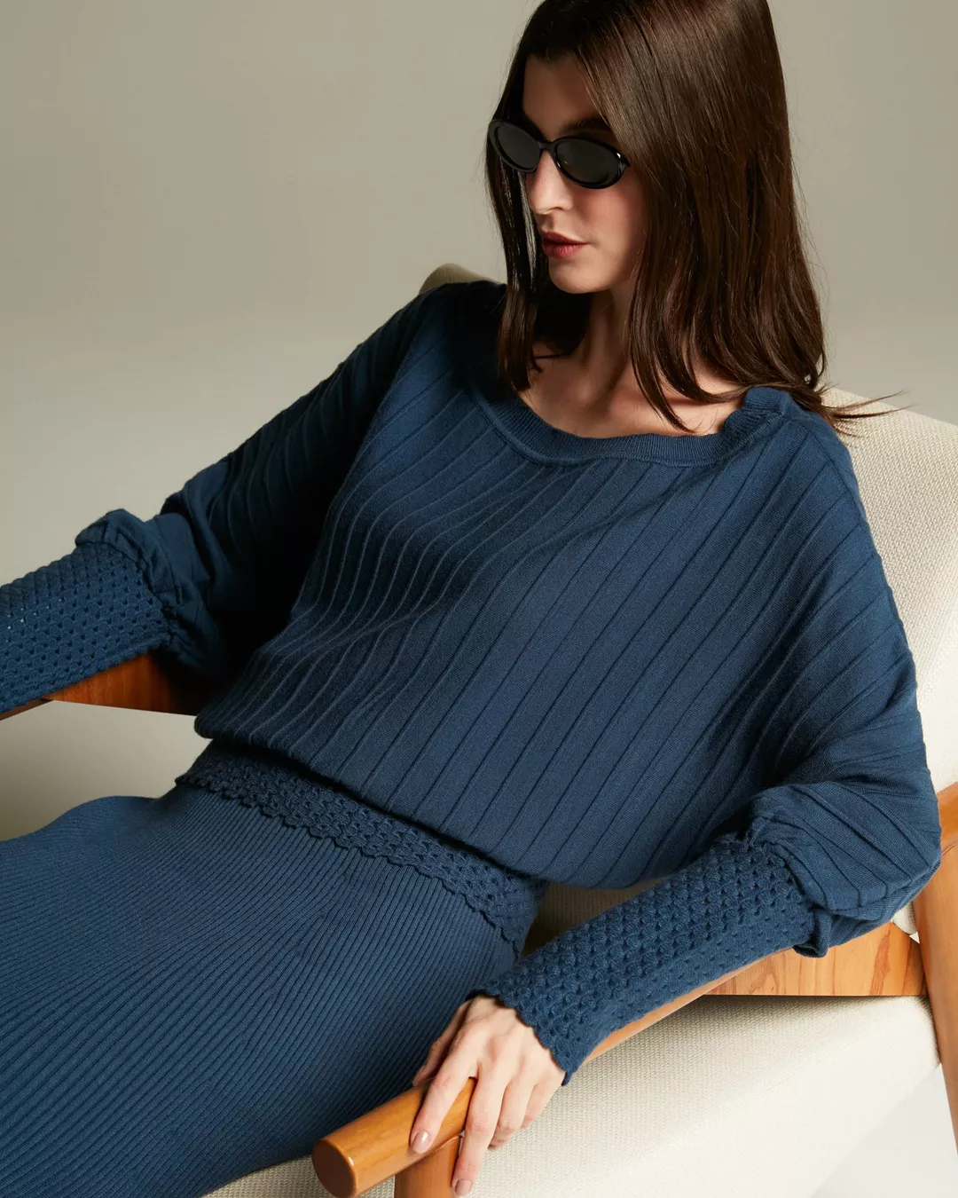 Blusa Guipir Marinho- - Maria Pavan