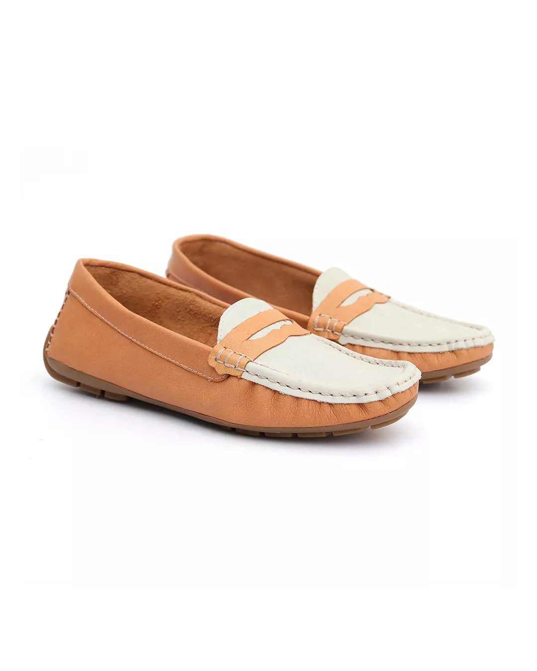 Mocassim Feminino Em Couro Bicolor Terracota - Malta Shoes