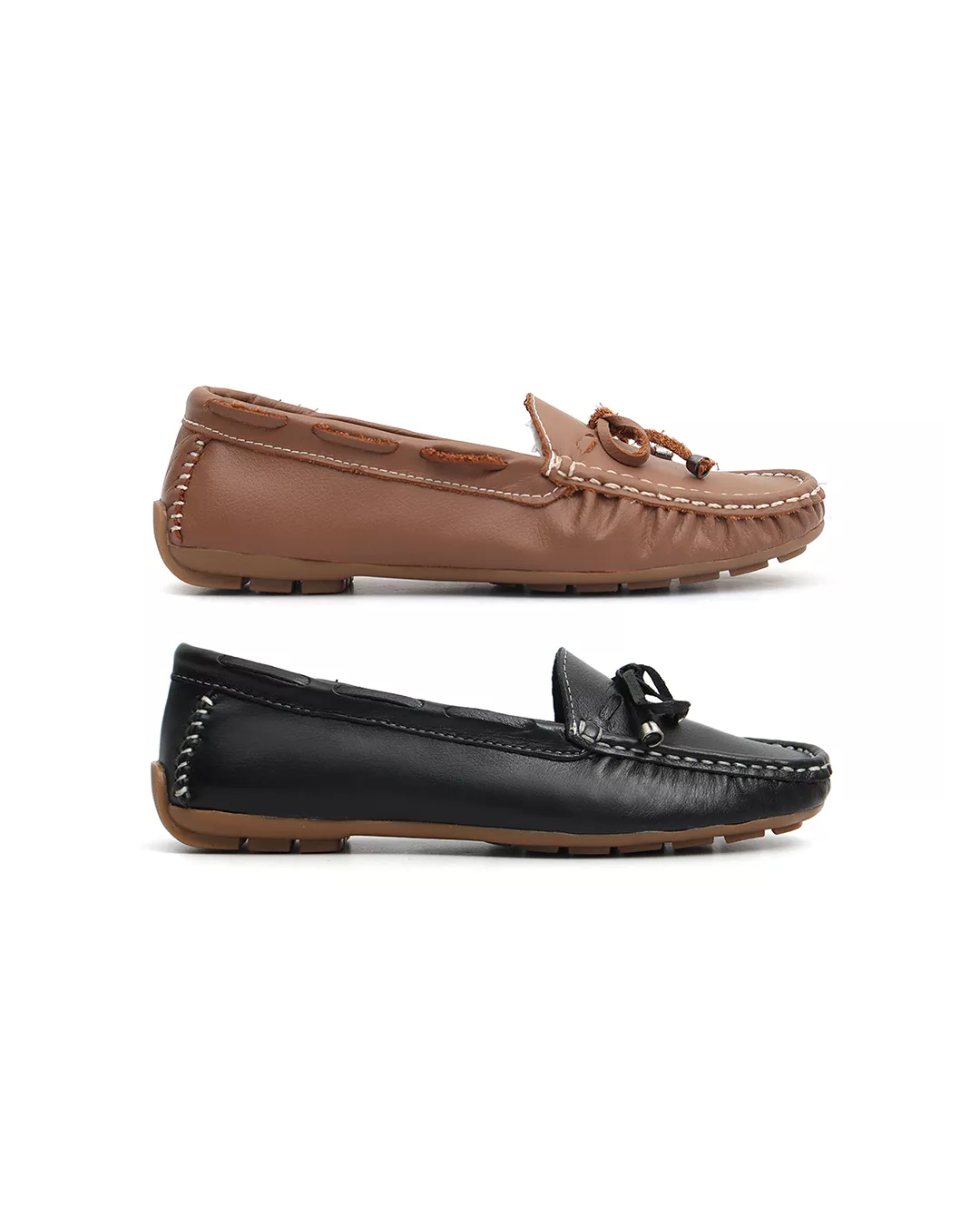 Kit 2 Mocassins Casual Feminino Em Couro Marr... - Malta Shoes