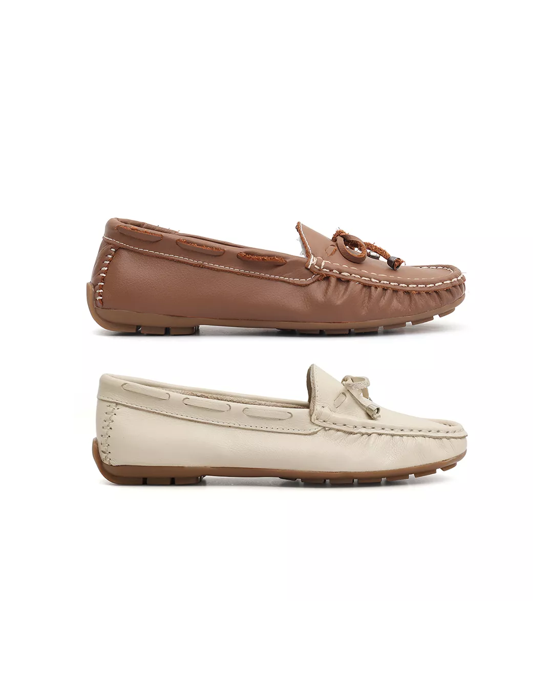 Kit 2 Mocassins Casual Feminino Em Couro Marr... - Malta Shoes