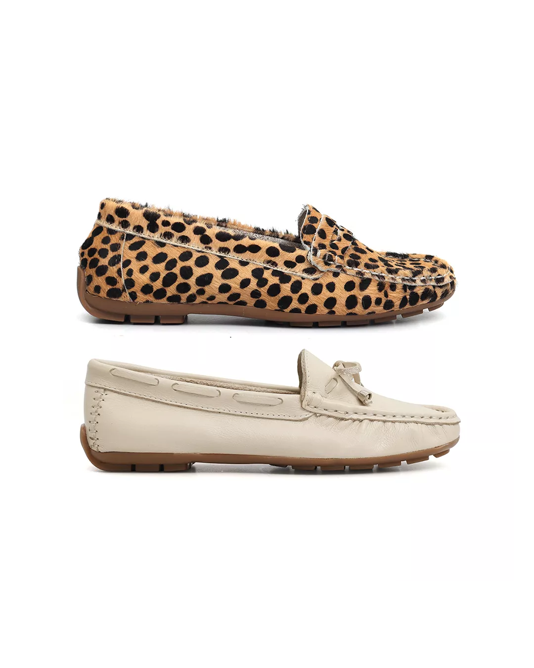 Kit 2 Mocassins Casual Feminino Em Couro Crem... - Malta Shoes