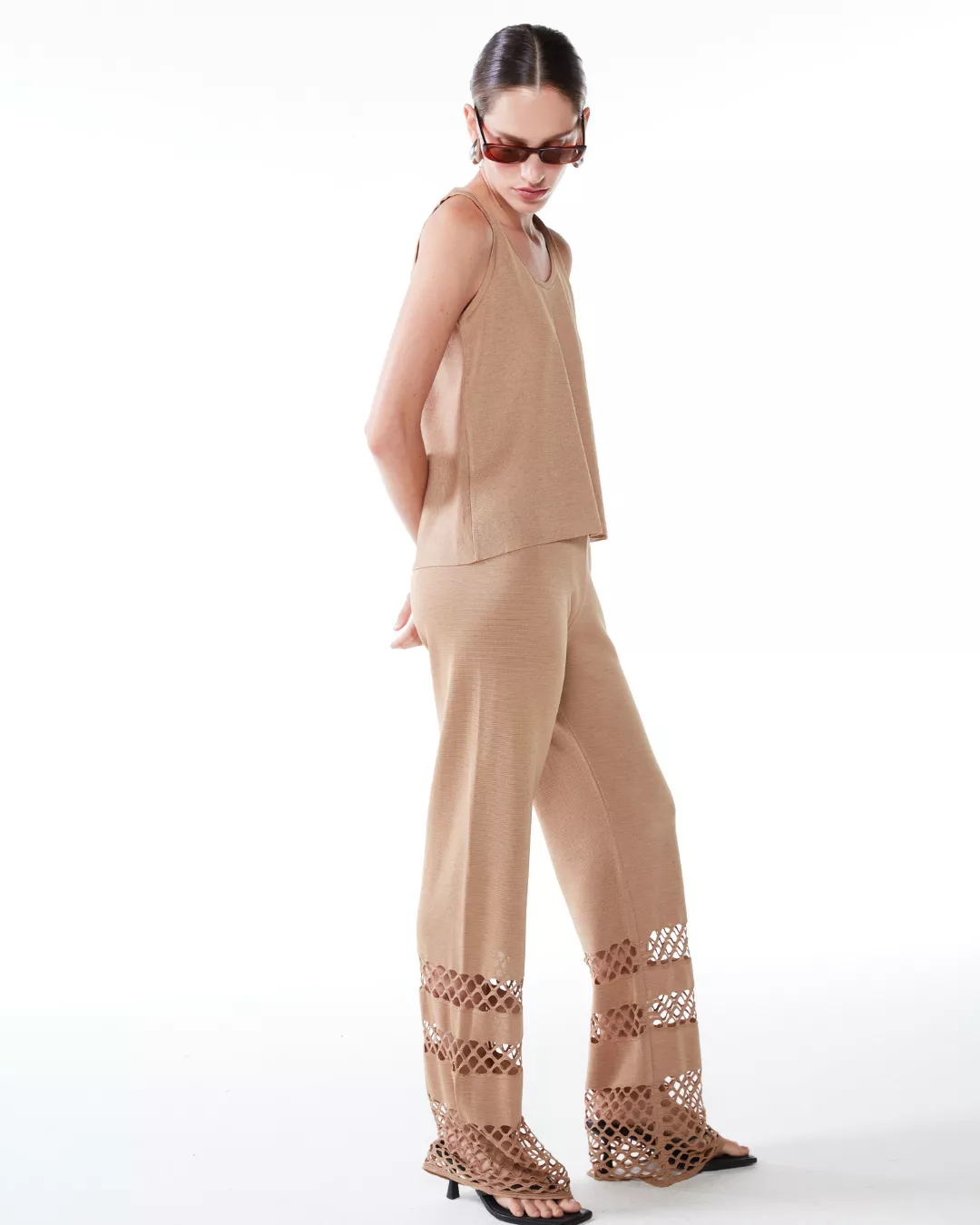 Calça Athenas Bege- - Maria Pavan