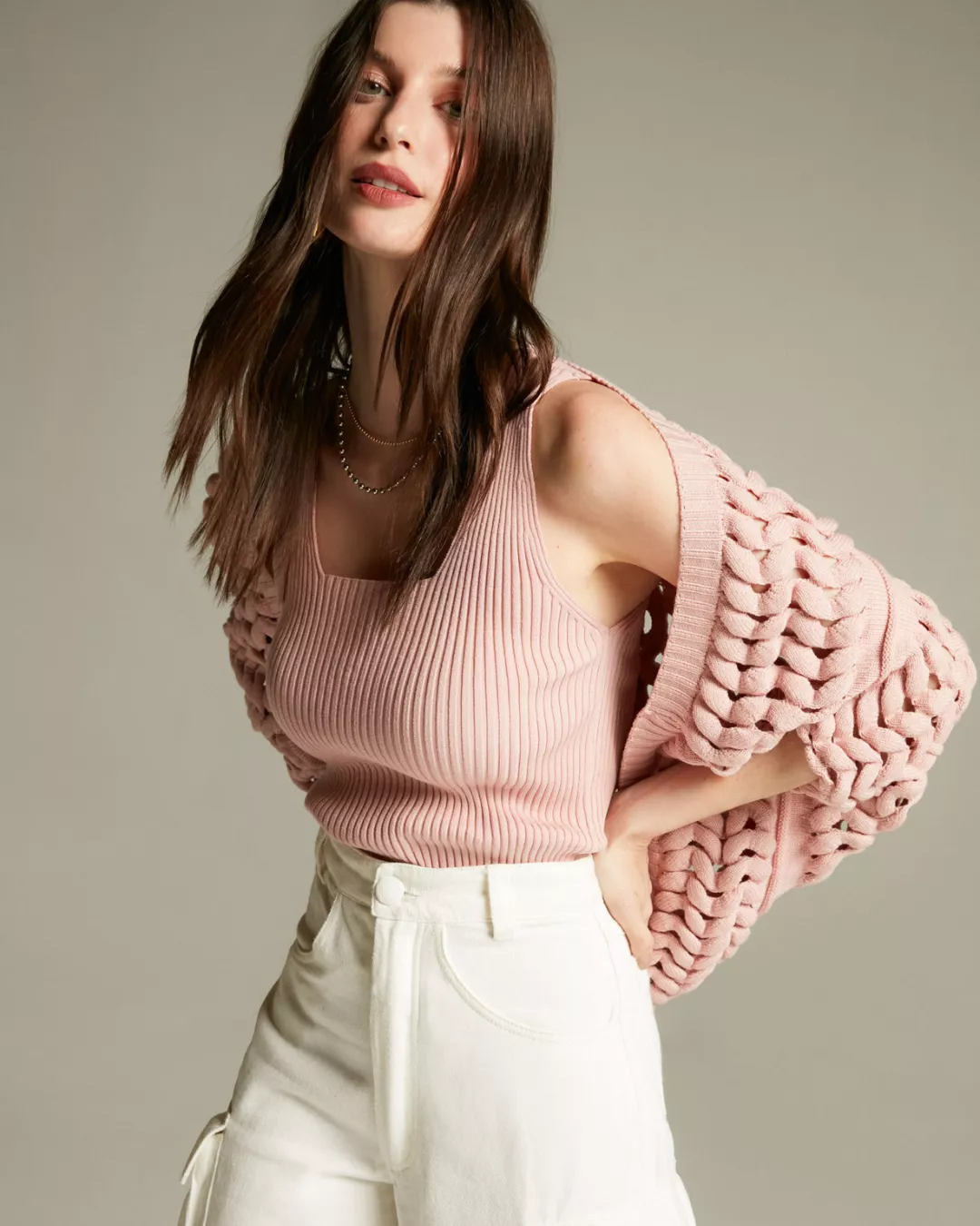 Blusa Basic Soul Decote Quadrado Rosa - Maria Pavan