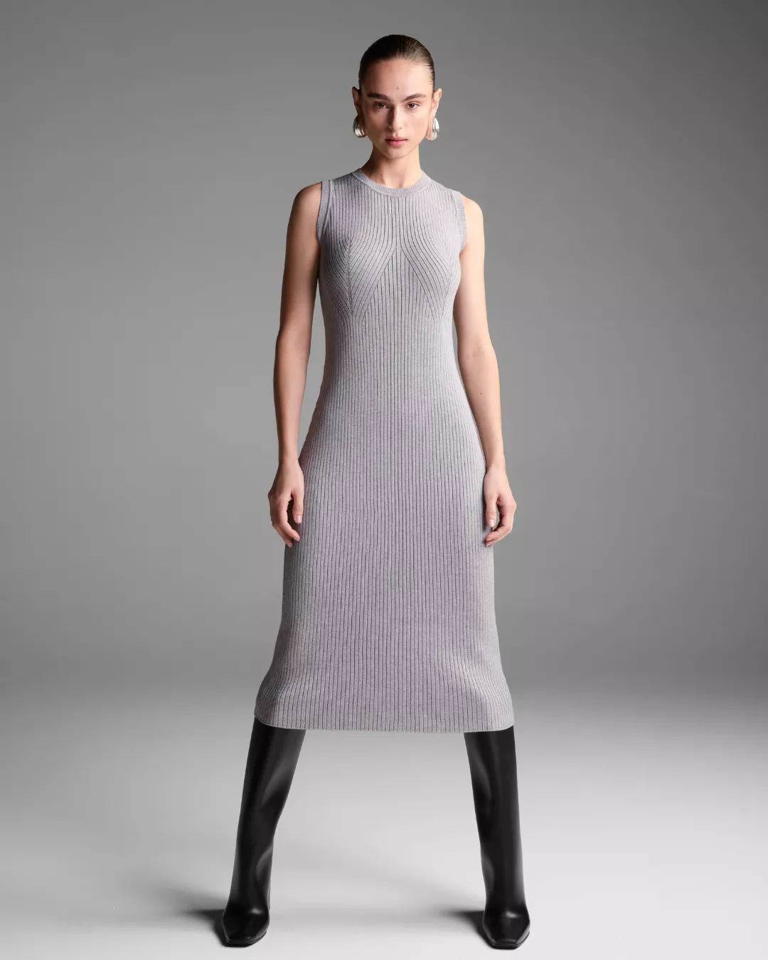 Vestido Regata Canelado Cinza - Maria Pavan