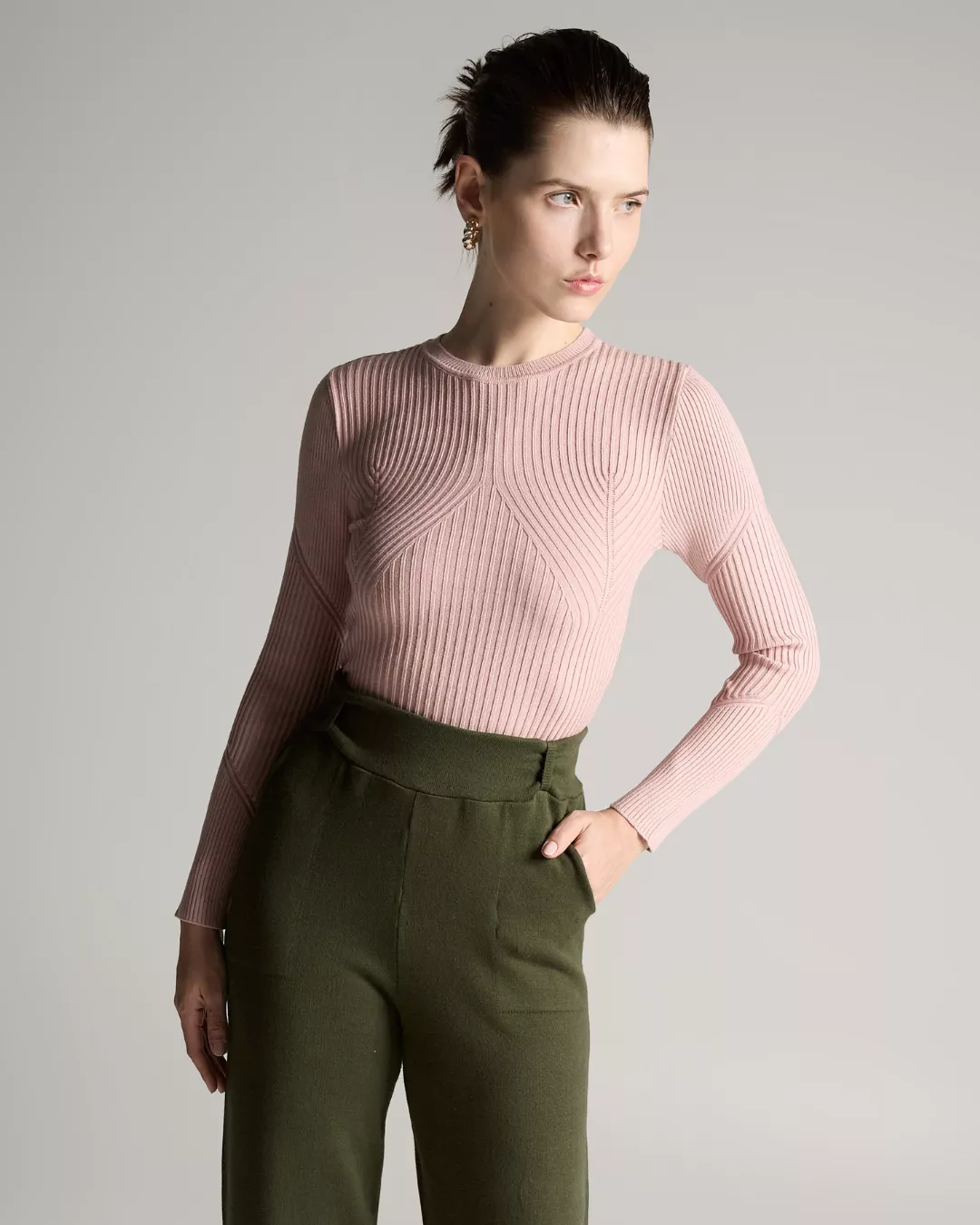 Blusa Basic Soul Nervuras Rosa Claro - Maria Pavan