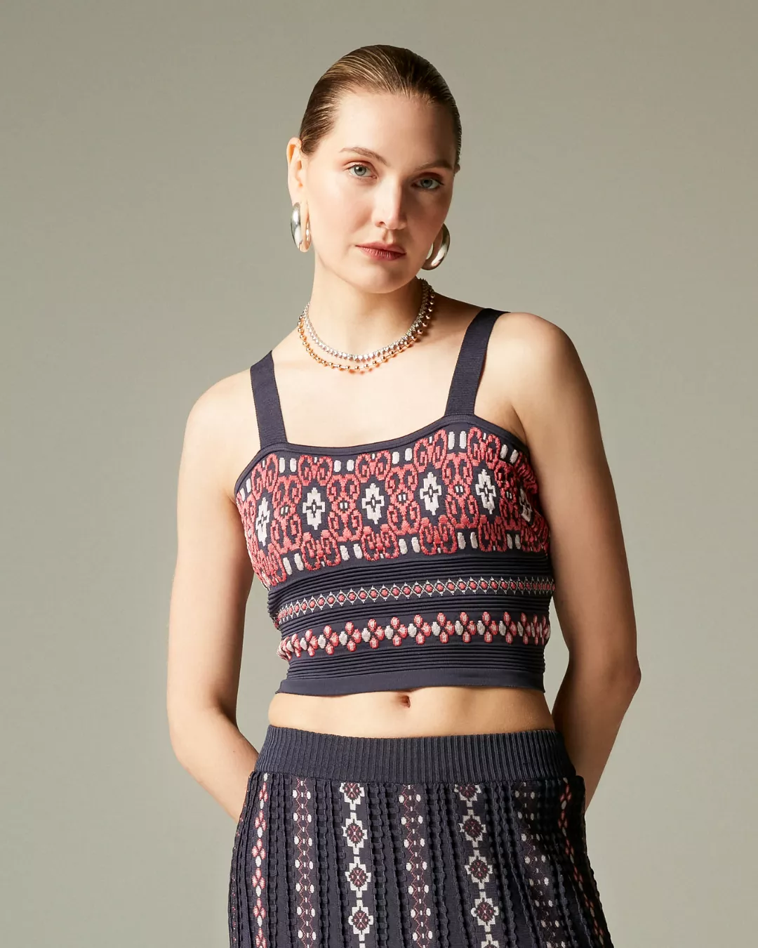Blusa Jacquard Azul Petróleo- - Maria Pavan