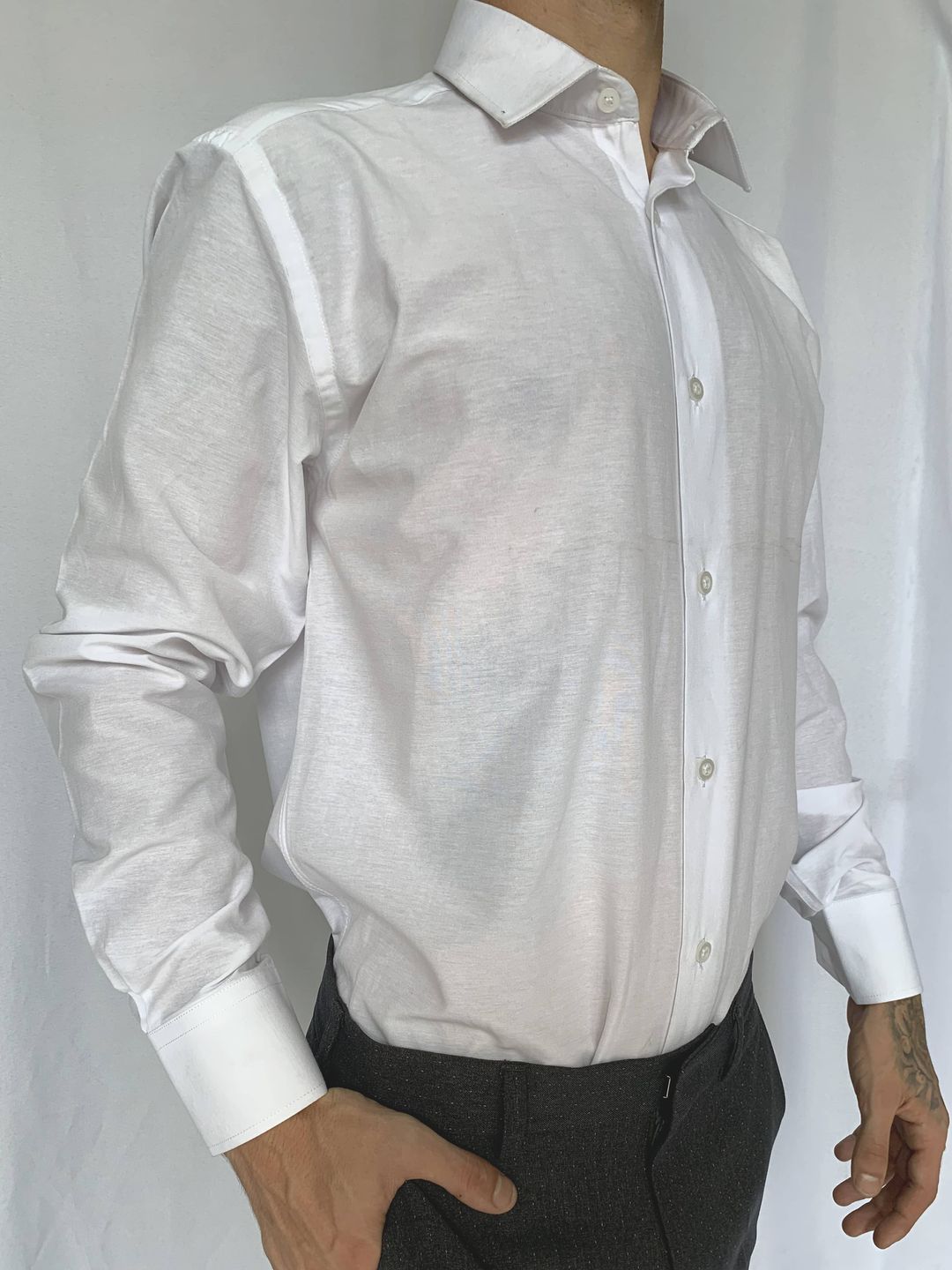Camisa Social Branca Slim Punho simples - Roberto Alfaiate | Trajes fino sob medida