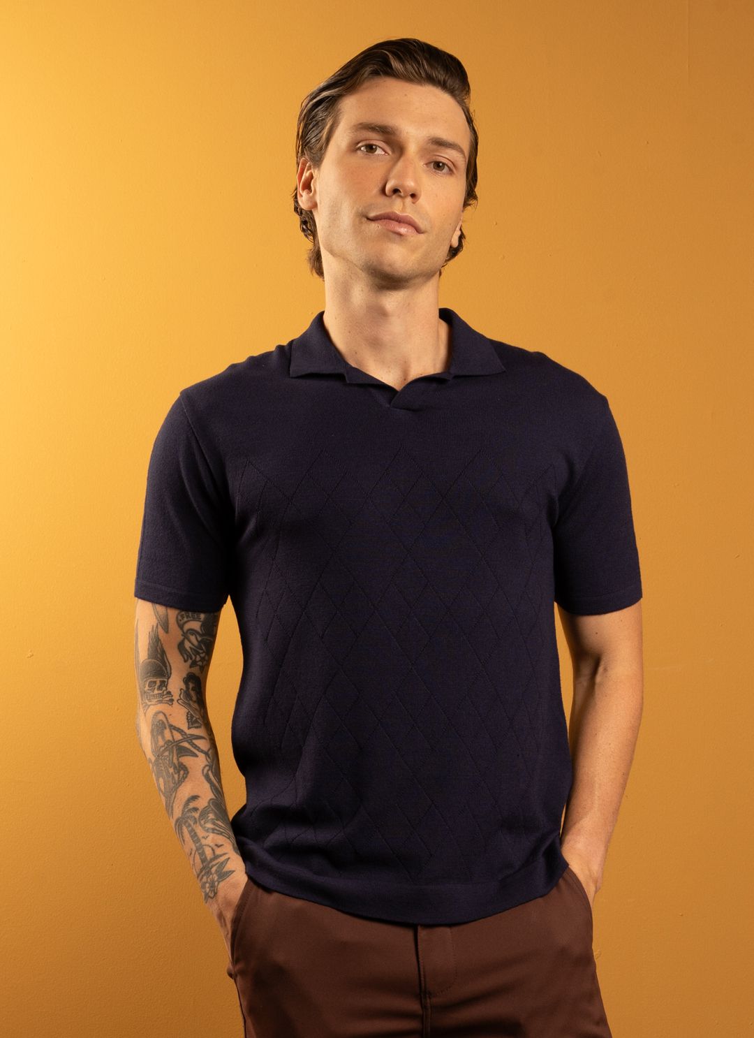 Polo Tricot Stefano Azul Marin... - Stefano Store