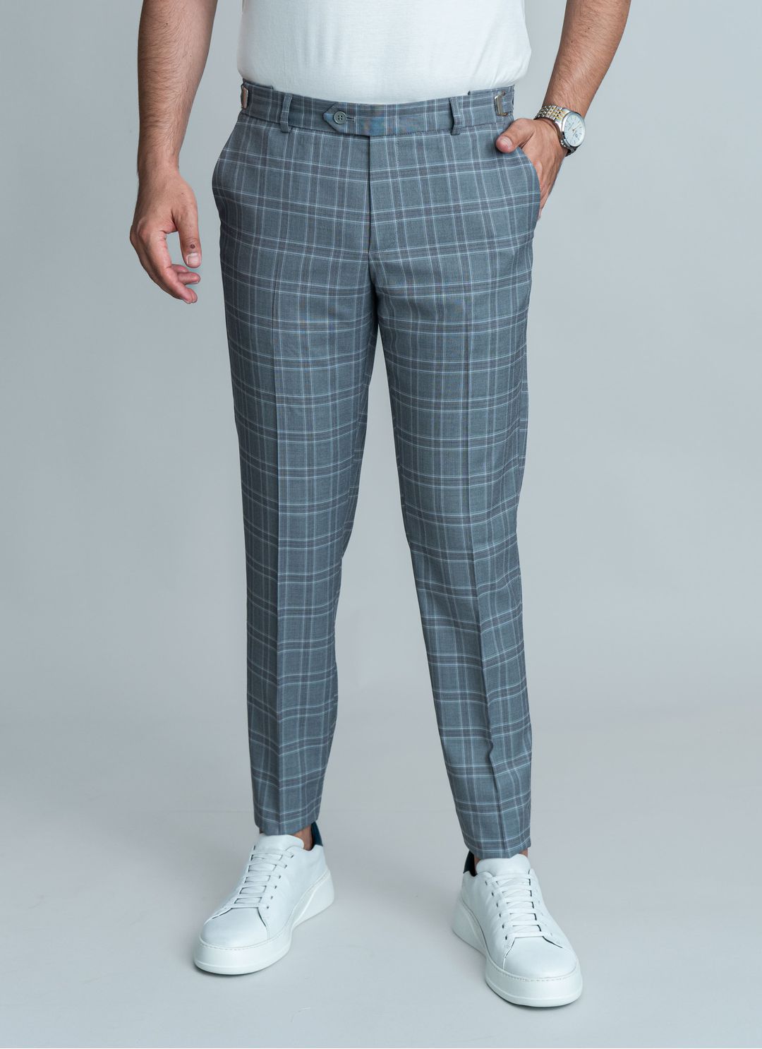 Calça de Regulagem Cinza Xadre... - Stefano Store