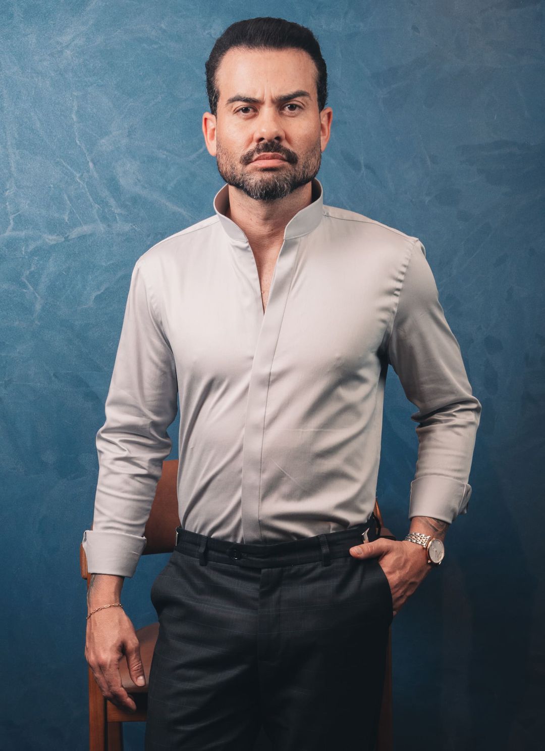 Camisa Stefano Gola Mao Cinza - Stefano Store