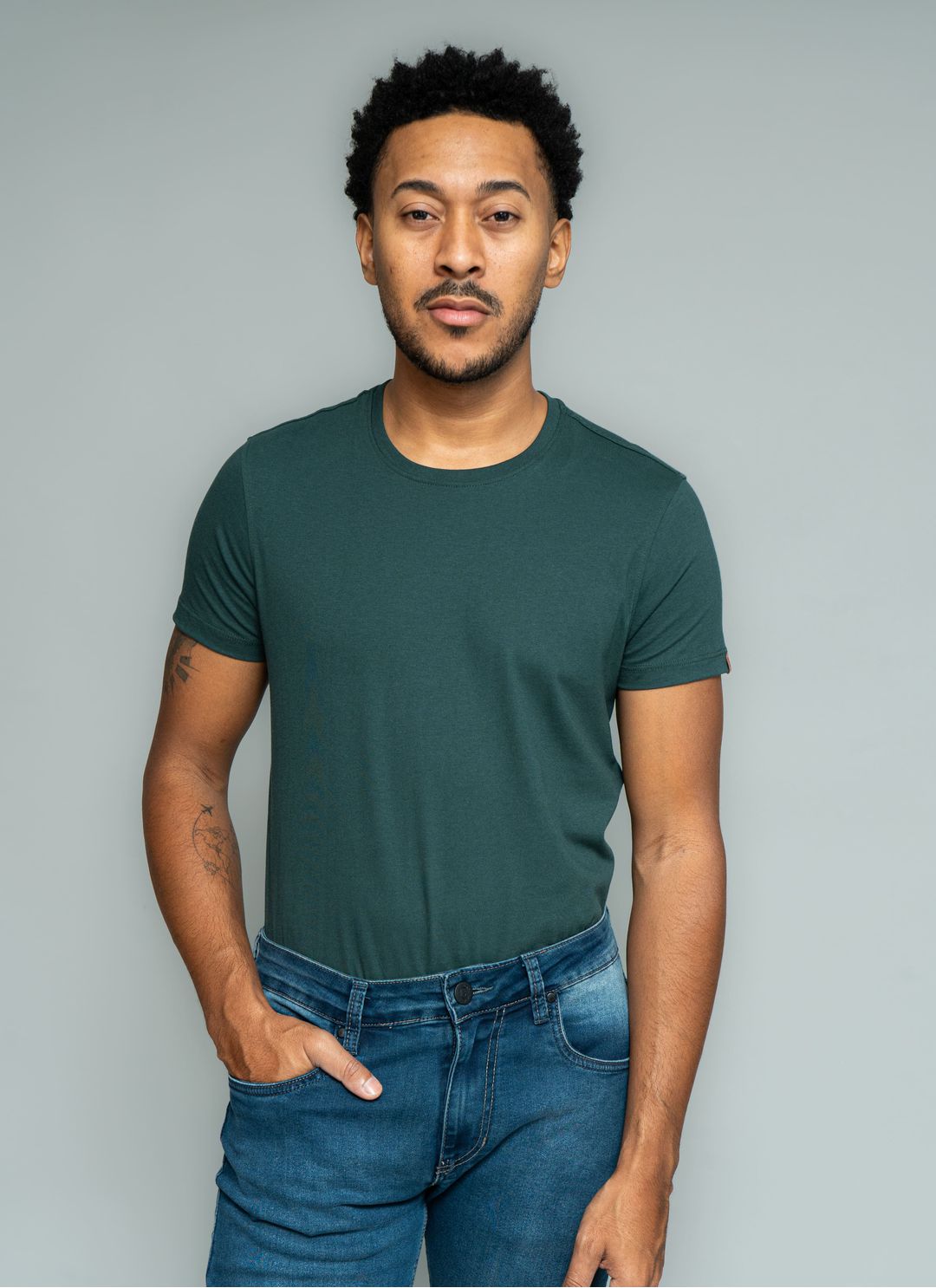 T-Shirt Algodão Verde Escuro S... - Stefano Store