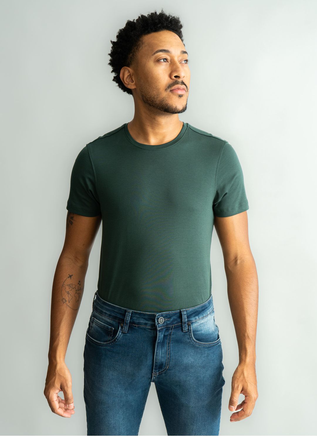 T-Shirt Pima Duplo Verde Escur... - Stefano Store