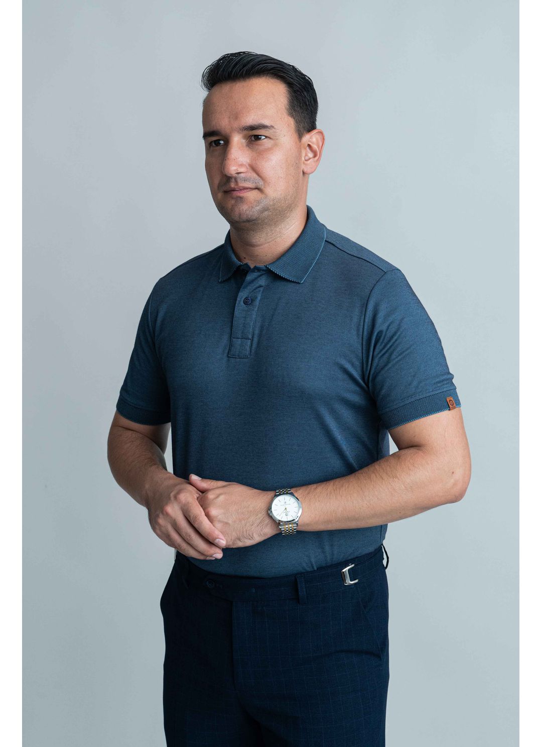 Polo Pima Tecnológica Azul Pet... - Stefano Store
