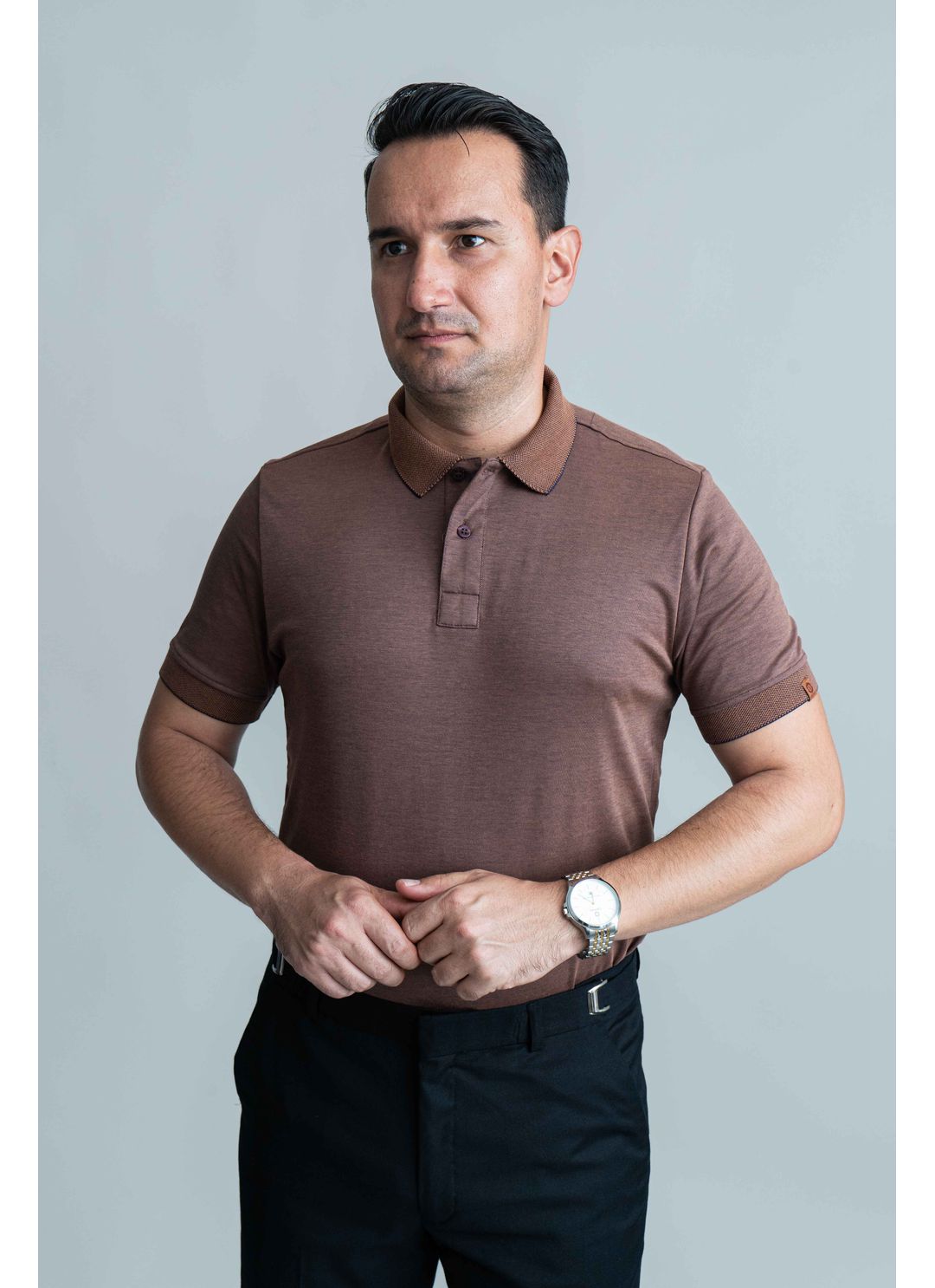 Polo Pima Tecnológica Marrom S... - Stefano Store