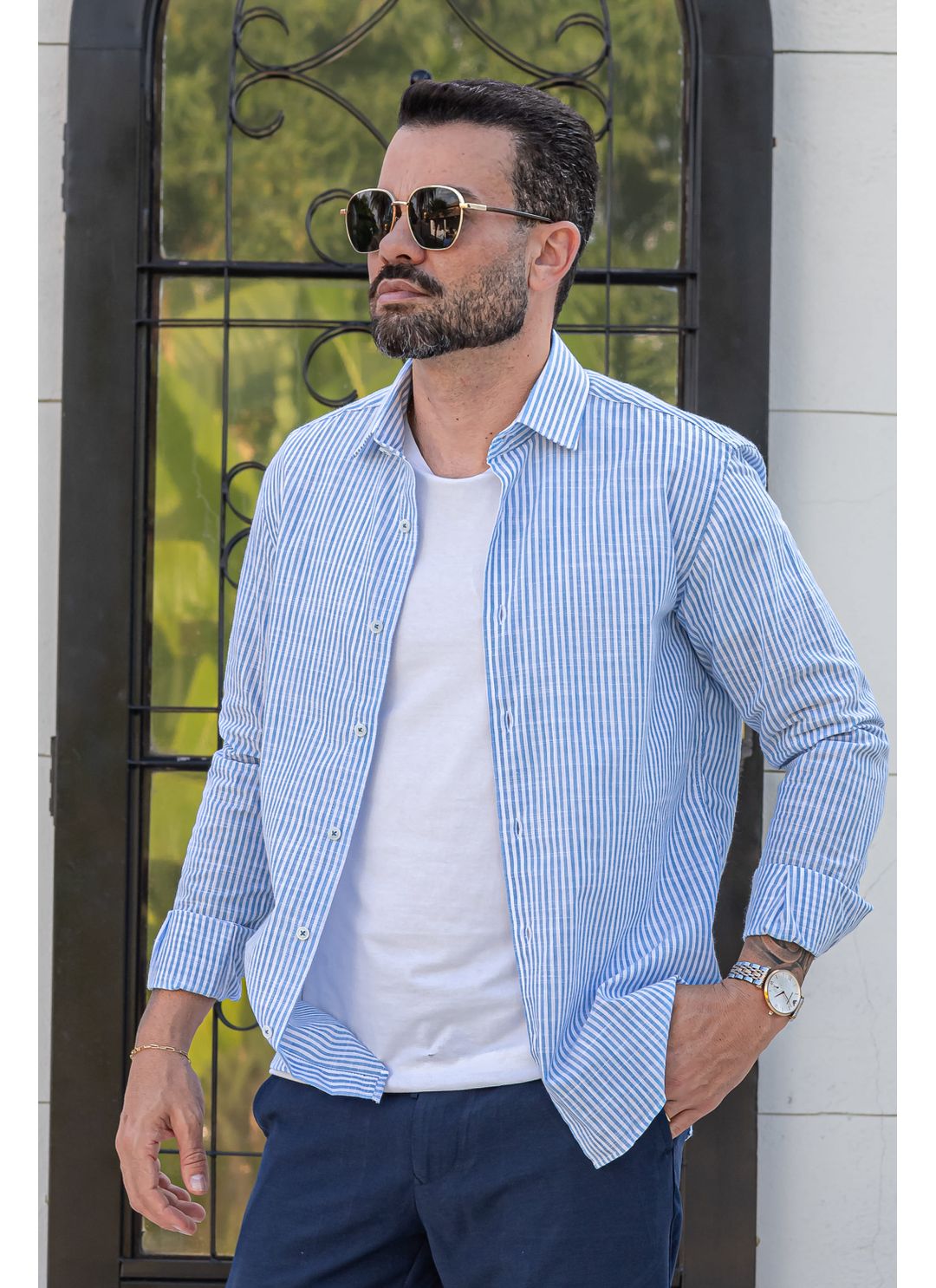 Camisa Stefano Cambraia Listra... - Stefano Store