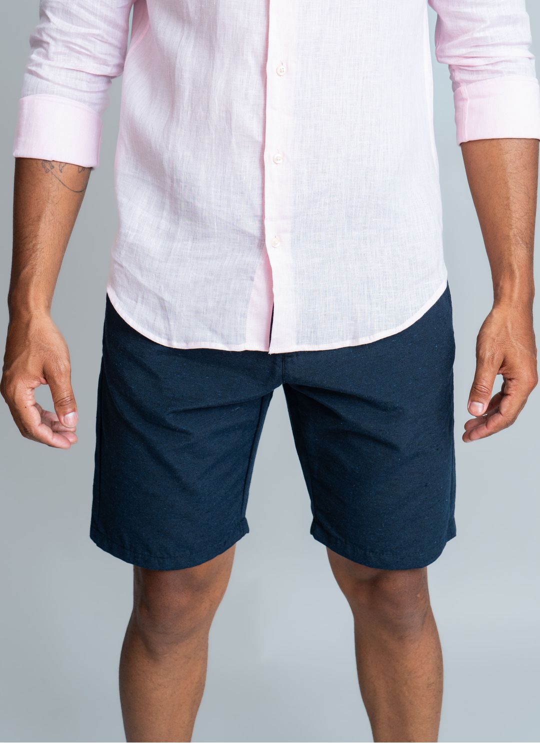 Bermuda de Linho Azul Marinho - Stefano Store