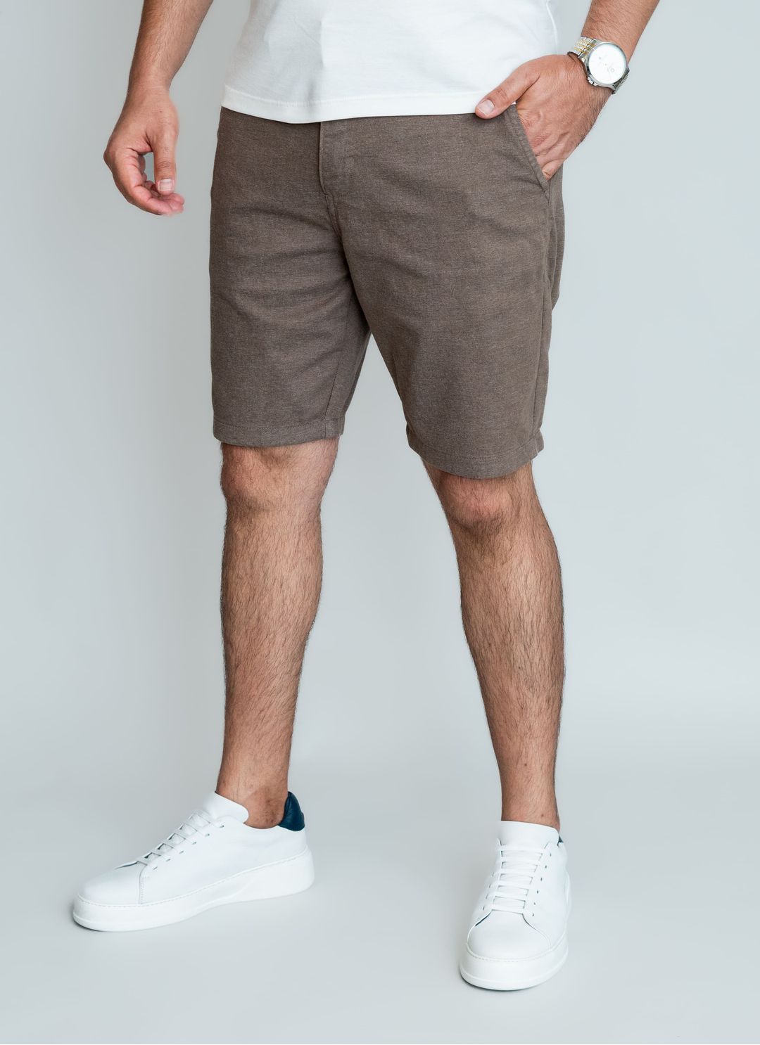 Bermuda Sarja Stefano Marrom C... - Stefano Store