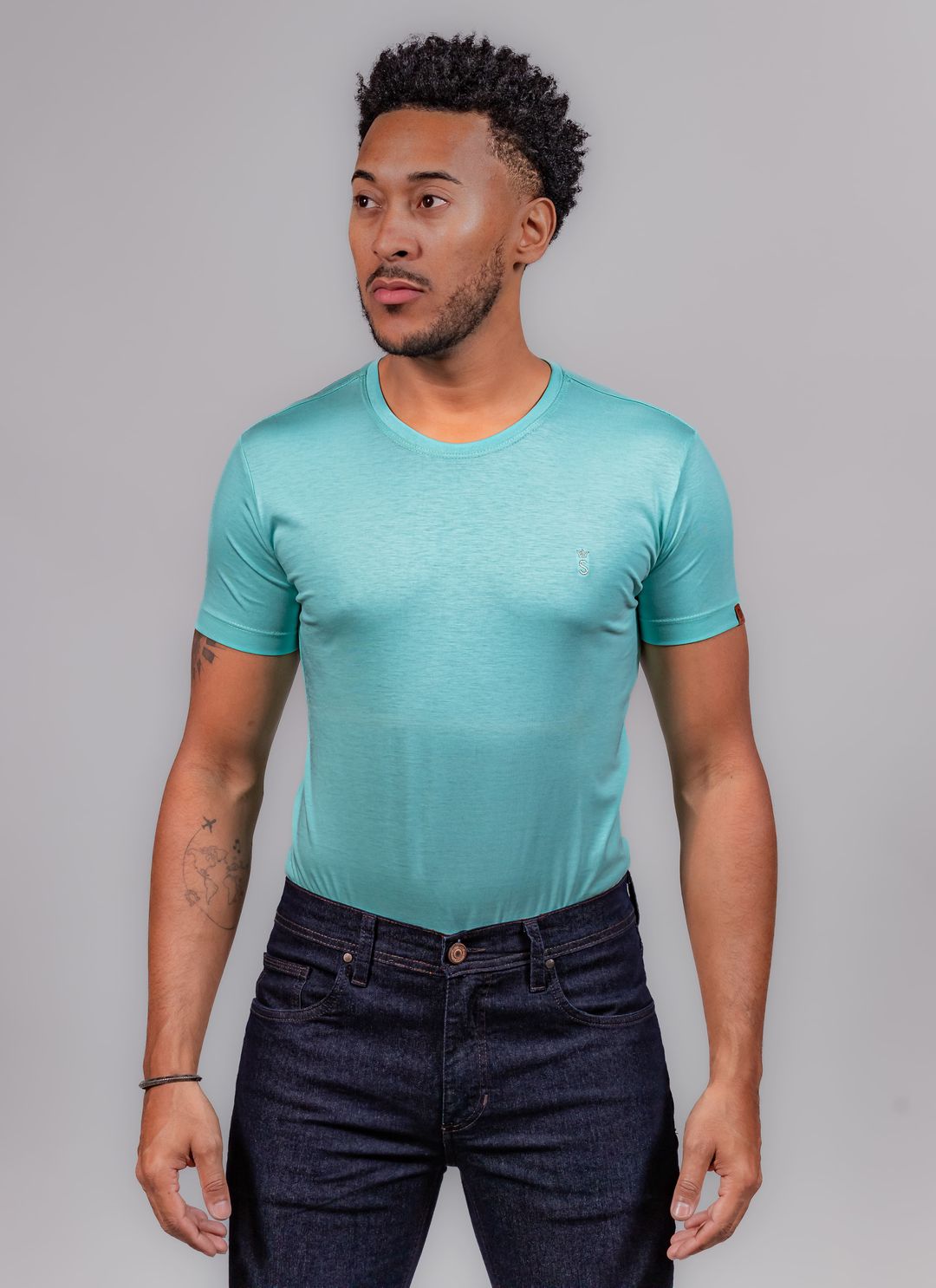 T-Shirt Pima Stefano Verde Águ... - Stefano Store