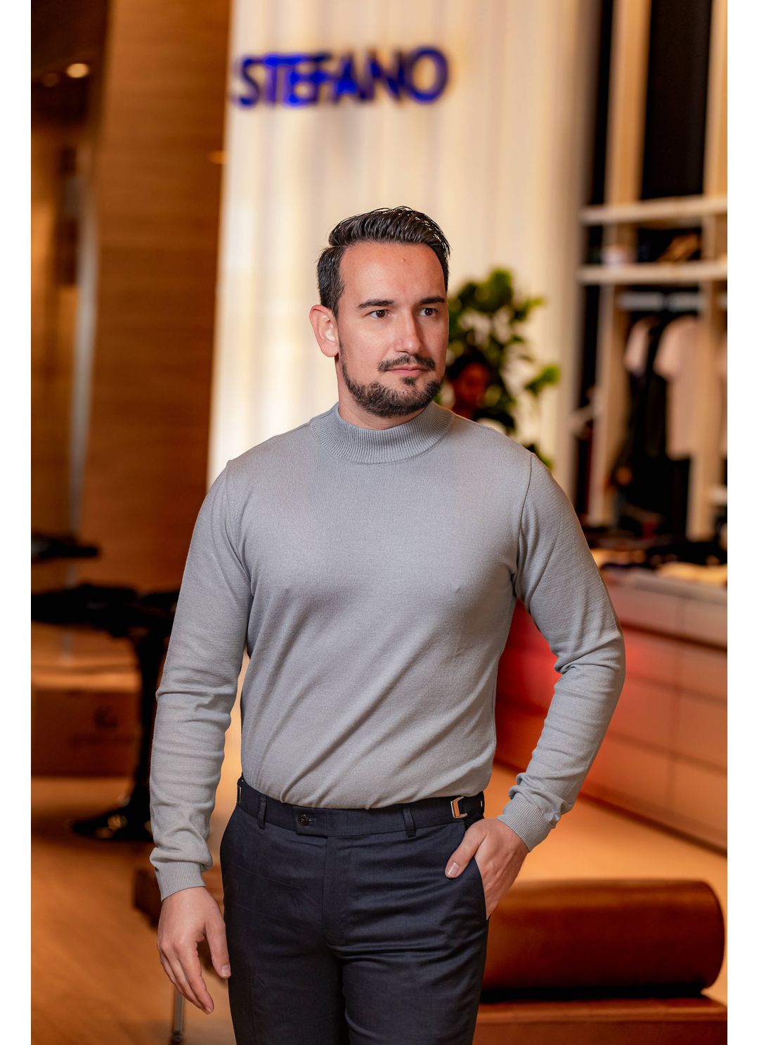 Suéter Gola Alta Stefano Cinza - Stefano Store