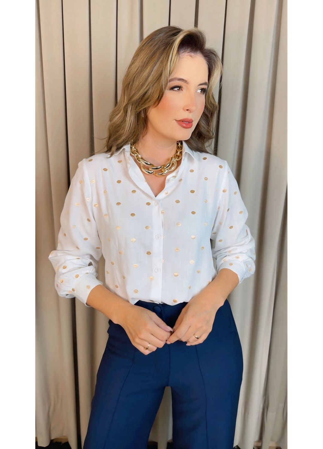 Camisa Feminina Manga Longa Bordada... - D'Menina