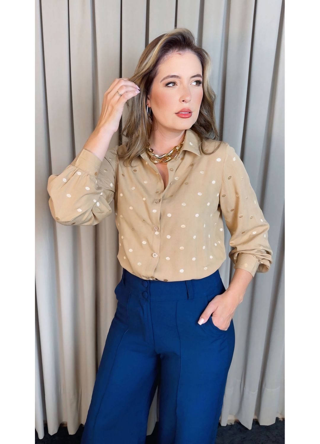 Camisa Feminina Manga Longa Bordada... - D'Menina