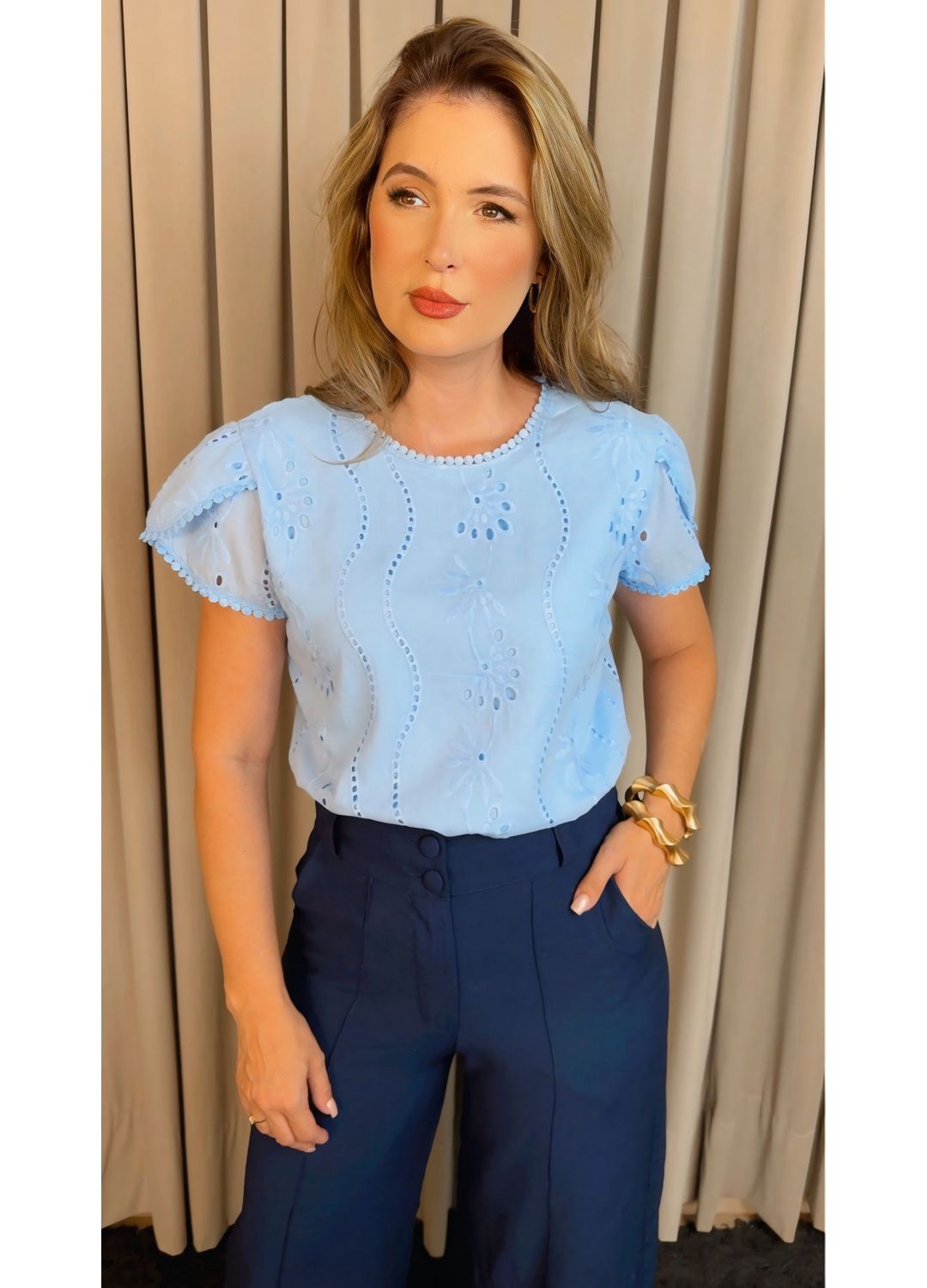 Blusa Feminina Em Lese Delicada - A... - D'Menina