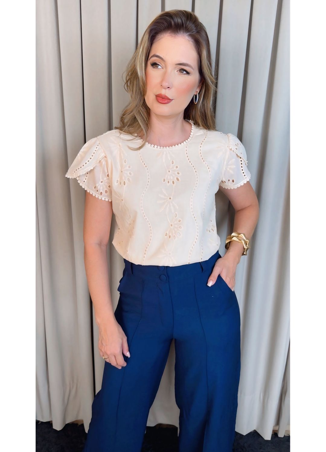 Blusa Feminina Em Lese Delicada - O... - D'Menina